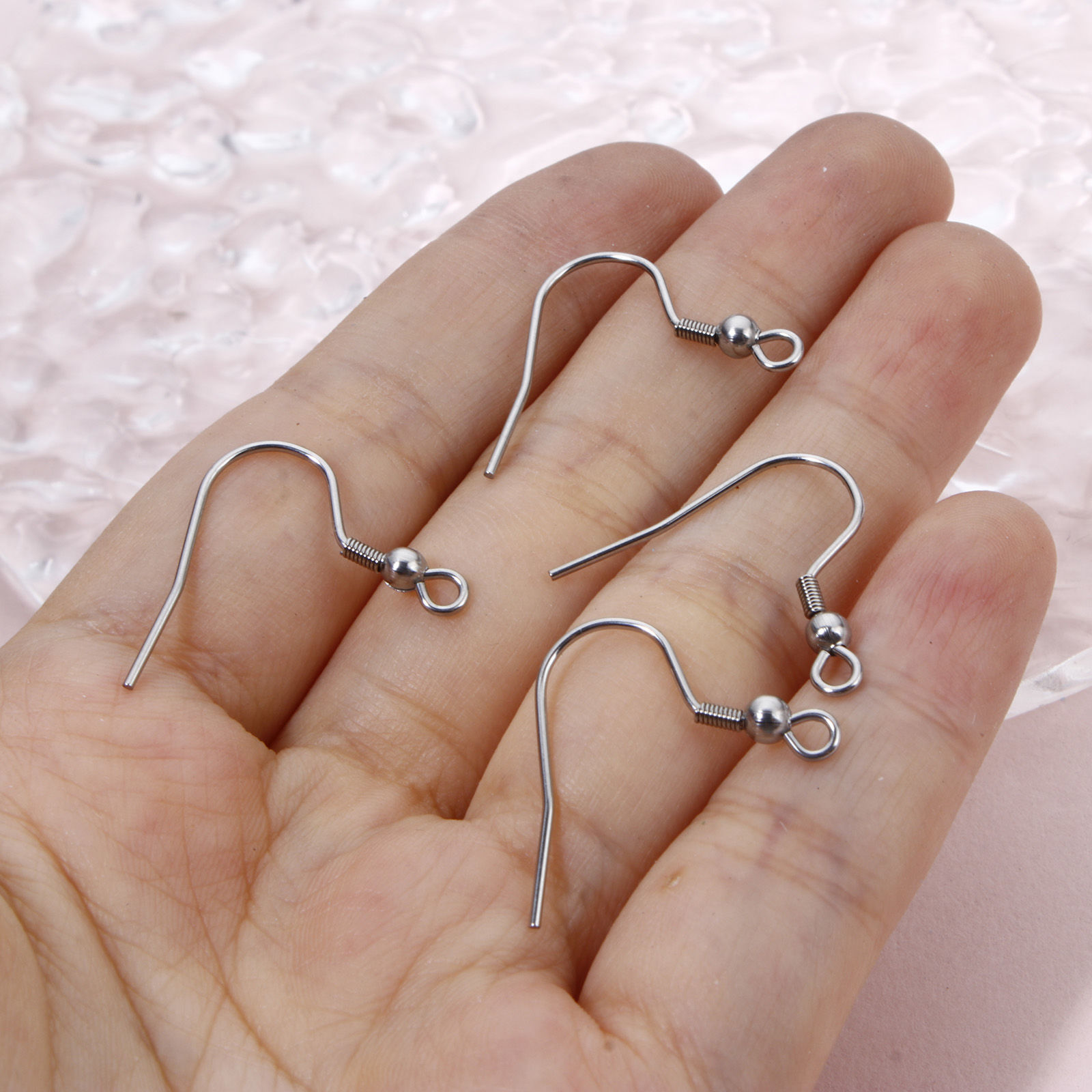 40 個 304ステンレス鋼 イヤワイヤーフック イヤリング DIY 手作り ハンドメイド ジュエリー アクセサリーを作る シルバートーン ループ付き 22mm x 21mm、 の画像