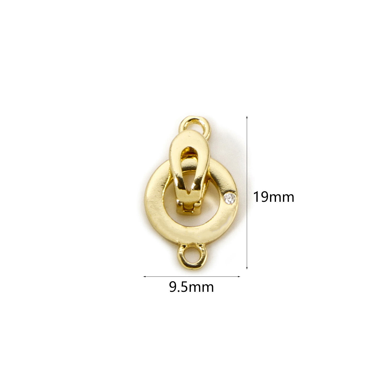 Bild von 2 Sets Messing Faltverschlüsse Rund 18K Vergoldet Klar Zirkonia 19mm x 9.5mm