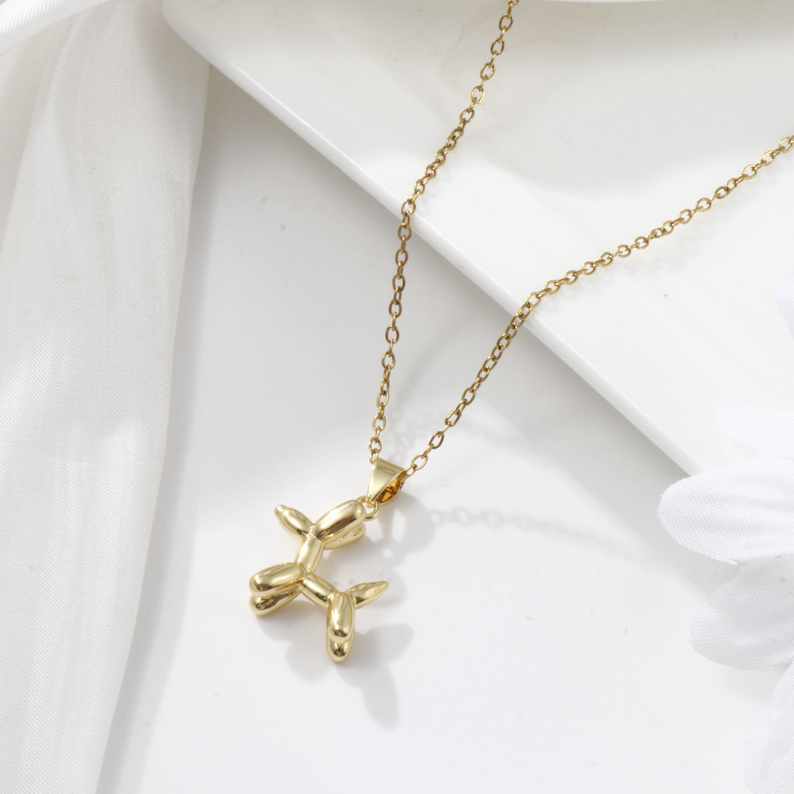 Picture of 2 PCs Brass Charm Pendant 18K Gold Plated Balloon Dog 3D 23mm x 16mm