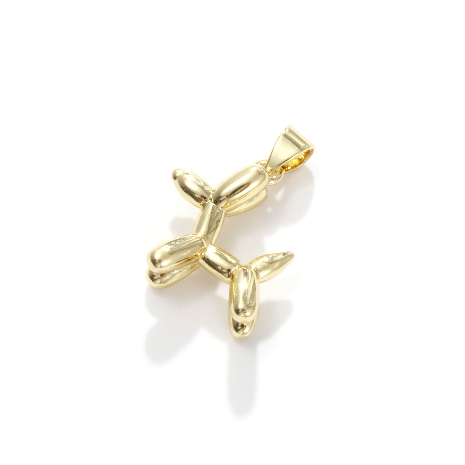 Picture of 2 PCs Brass Charm Pendant 18K Gold Plated Balloon Dog 3D 23mm x 16mm