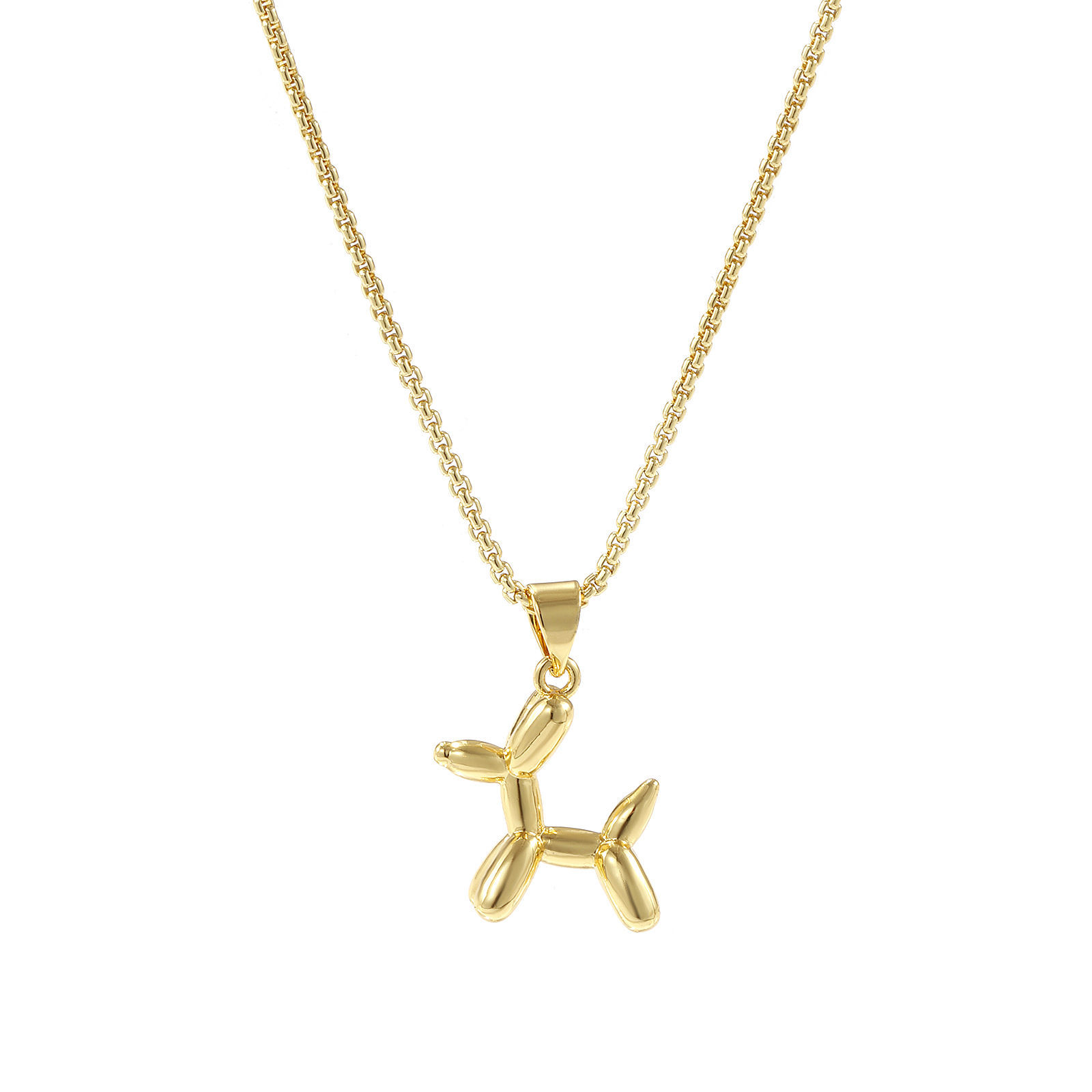 Picture of 1 Piece Eco-friendly Stylish Cute 18K Real Gold Plated Brass Link Cable Chain Balloon Dog 3D Pendant Charm Necklace Unisex Gift 45cm(17.7") + 5cm(2") long