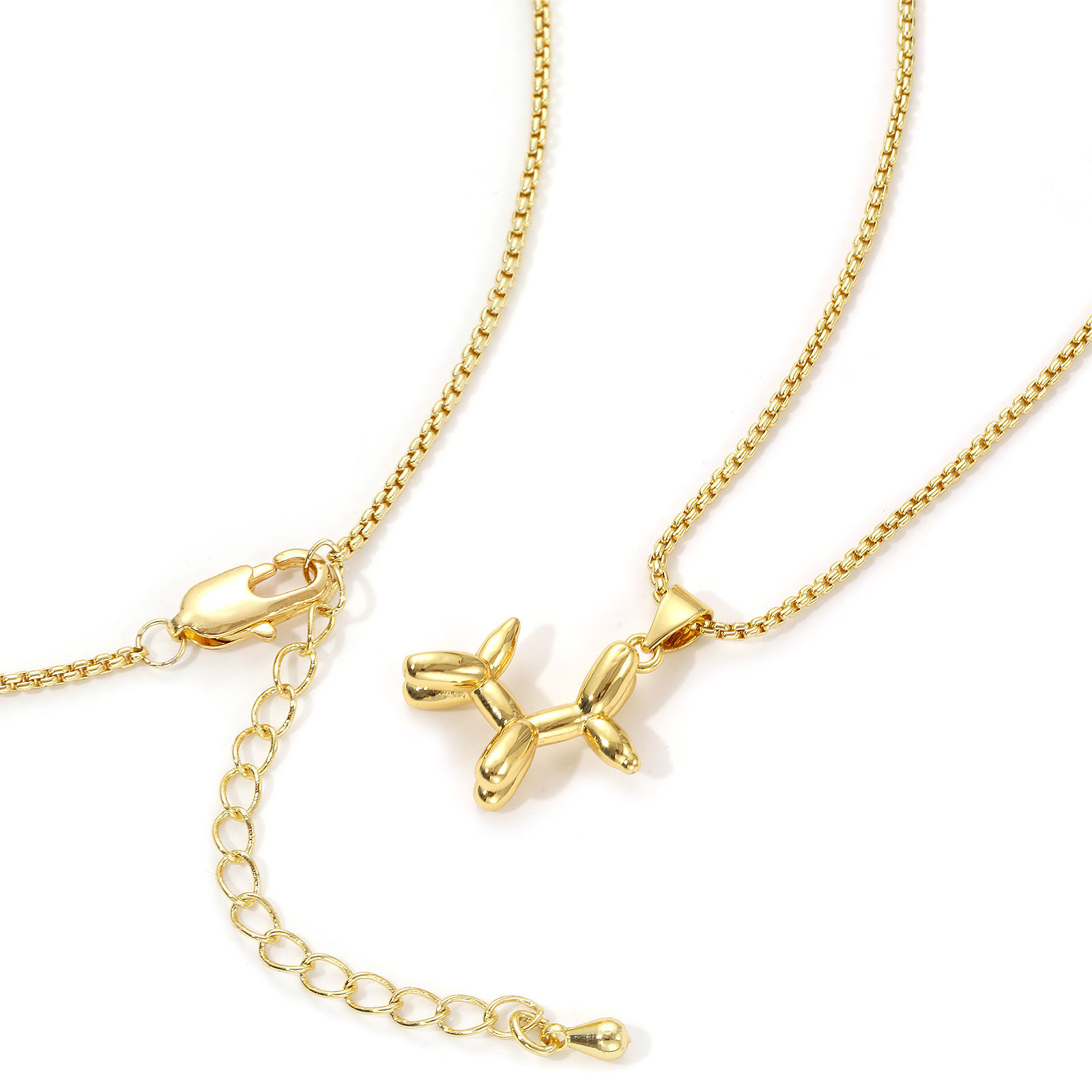 Picture of 1 Piece Eco-friendly Stylish Cute 18K Real Gold Plated Brass Link Cable Chain Balloon Dog 3D Pendant Charm Necklace Unisex Gift 45cm(17.7") + 5cm(2") long