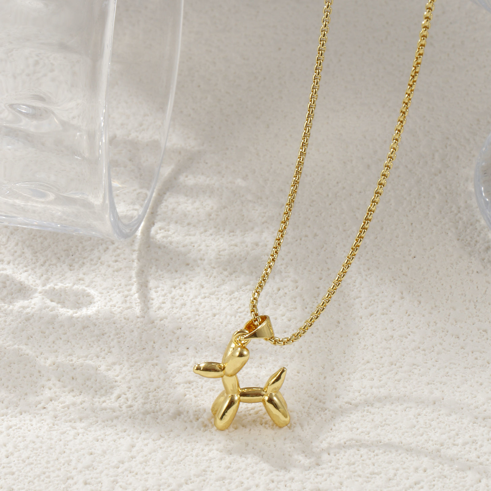 Picture of 1 Piece Eco-friendly Stylish Cute 18K Real Gold Plated Brass Link Cable Chain Balloon Dog 3D Pendant Charm Necklace Unisex Gift 45cm(17.7") + 5cm(2") long