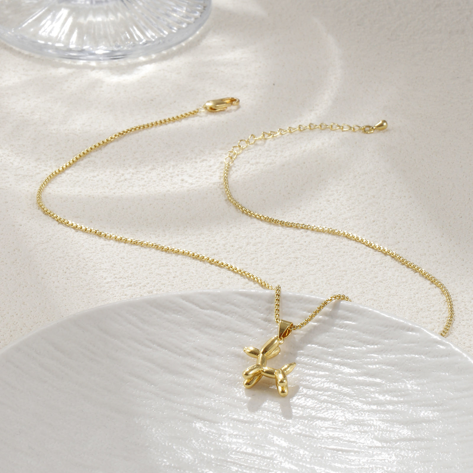 Picture of 1 Piece Eco-friendly Stylish Cute 18K Real Gold Plated Brass Link Cable Chain Balloon Dog 3D Pendant Charm Necklace Unisex Gift 45cm(17.7") + 5cm(2") long