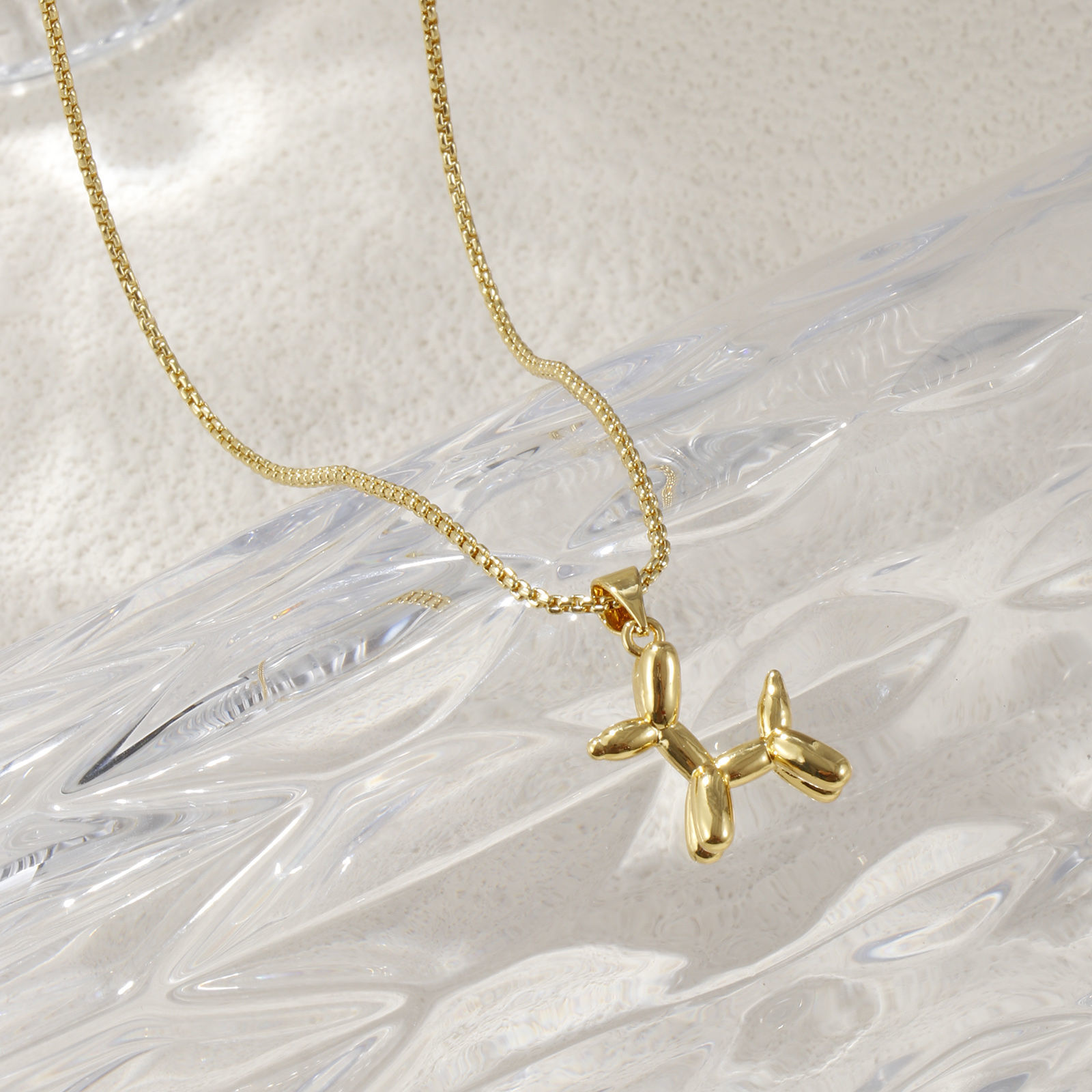 Picture of 1 Piece Eco-friendly Stylish Cute 18K Real Gold Plated Brass Link Cable Chain Balloon Dog 3D Pendant Charm Necklace Unisex Gift 45cm(17.7") + 5cm(2") long