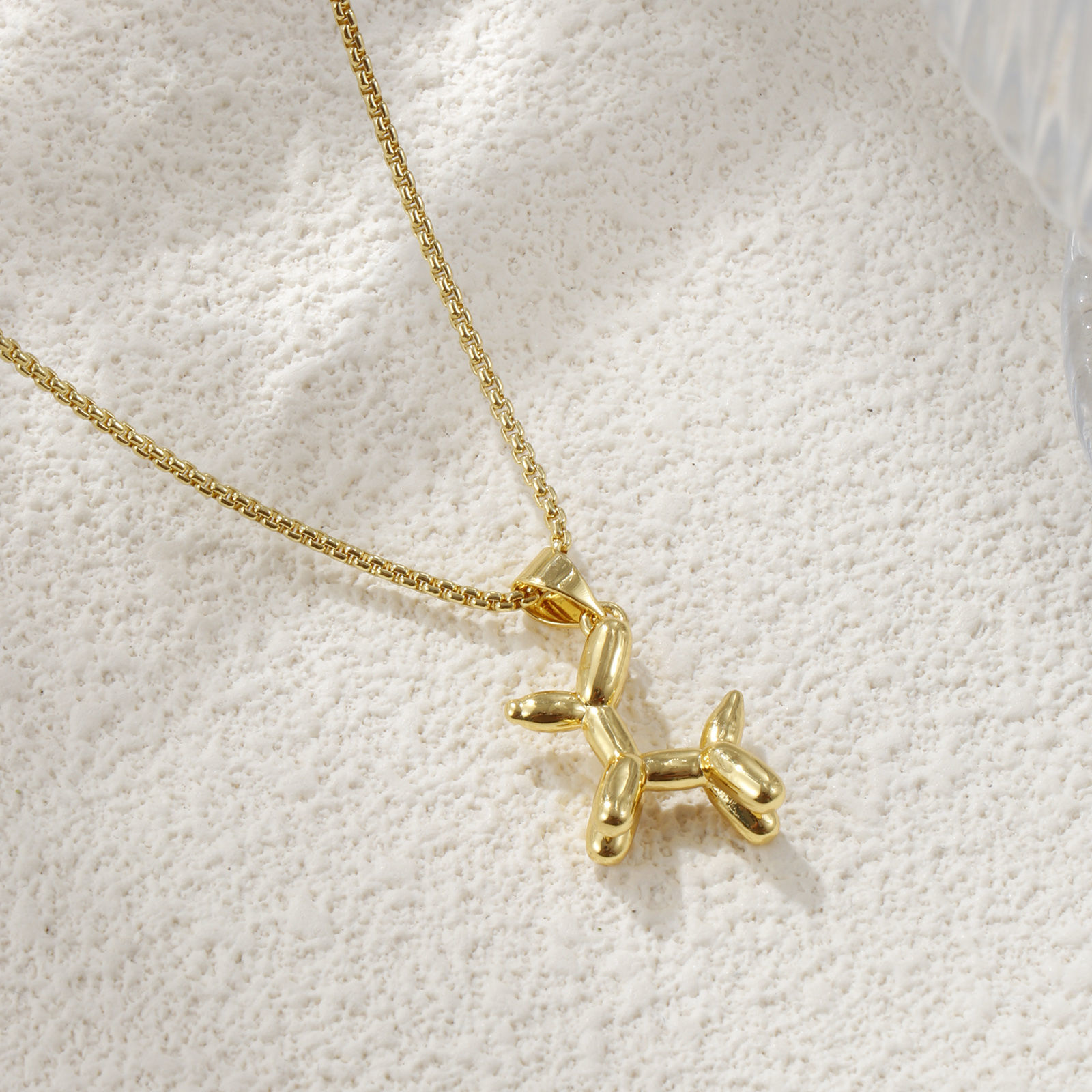 Picture of 1 Piece Eco-friendly Stylish Cute 18K Real Gold Plated Brass Link Cable Chain Balloon Dog 3D Pendant Charm Necklace Unisex Gift 45cm(17.7") + 5cm(2") long