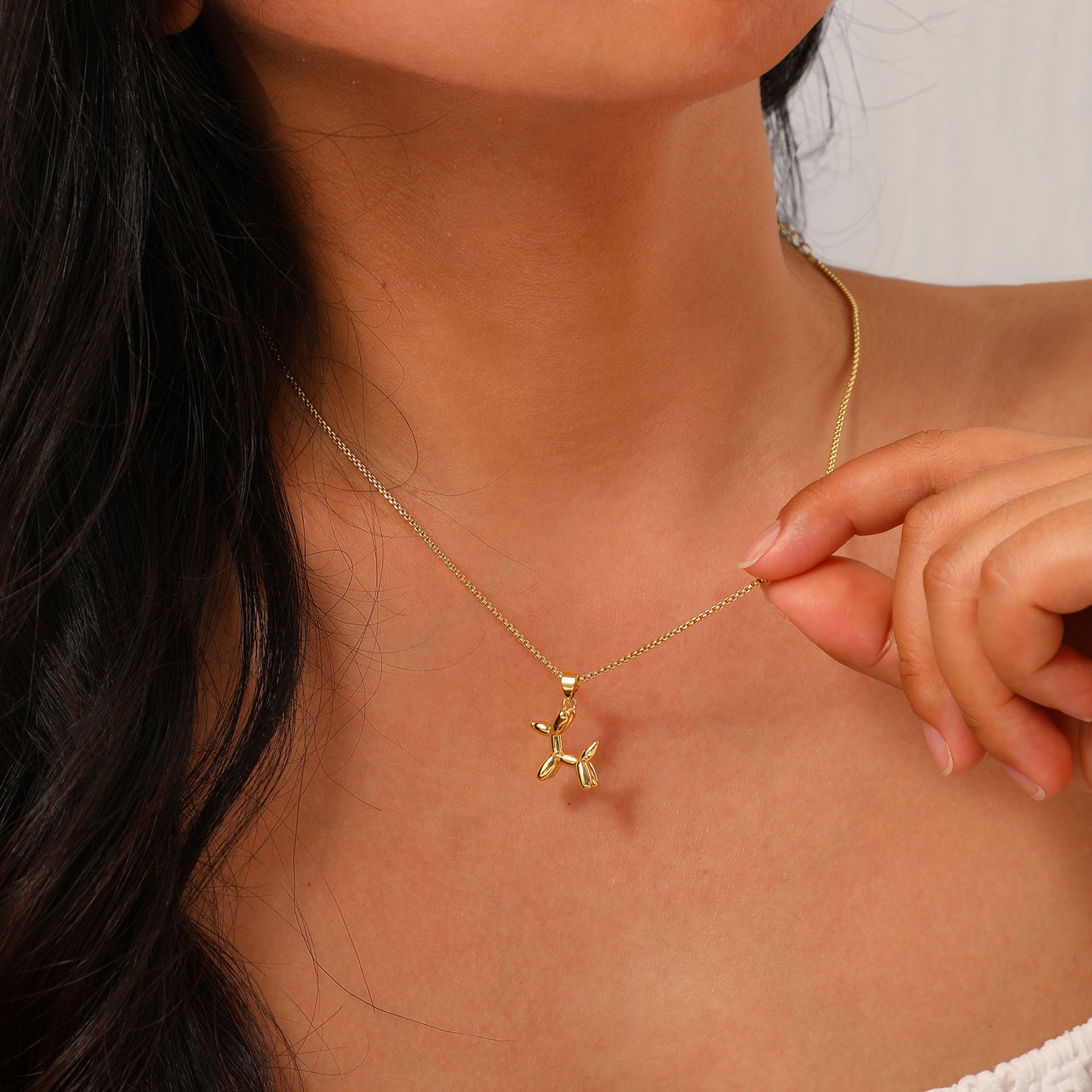 Picture of 1 Piece Eco-friendly Stylish Cute 18K Real Gold Plated Brass Link Cable Chain Balloon Dog 3D Pendant Charm Necklace Unisex Gift 45cm(17.7") + 5cm(2") long