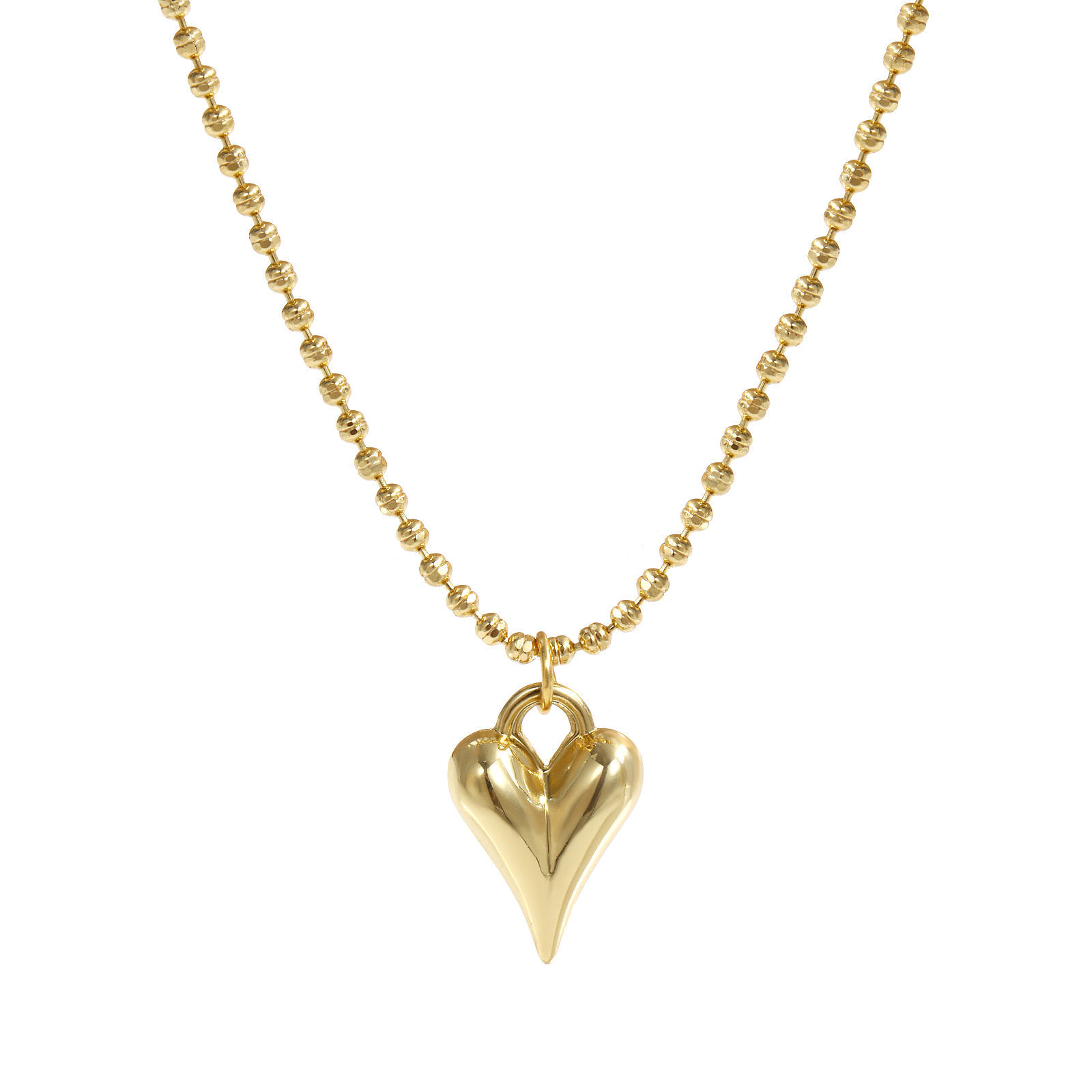 Bild von 18K Echtgold plattiert Kreuz Gliederketten Herz Anhänger Halskette, Messing 45cm + 5cm, Für Frauen, 3D, Exquisit Valentinstag Geschenk, Umweltfreundlich, 1 Strang