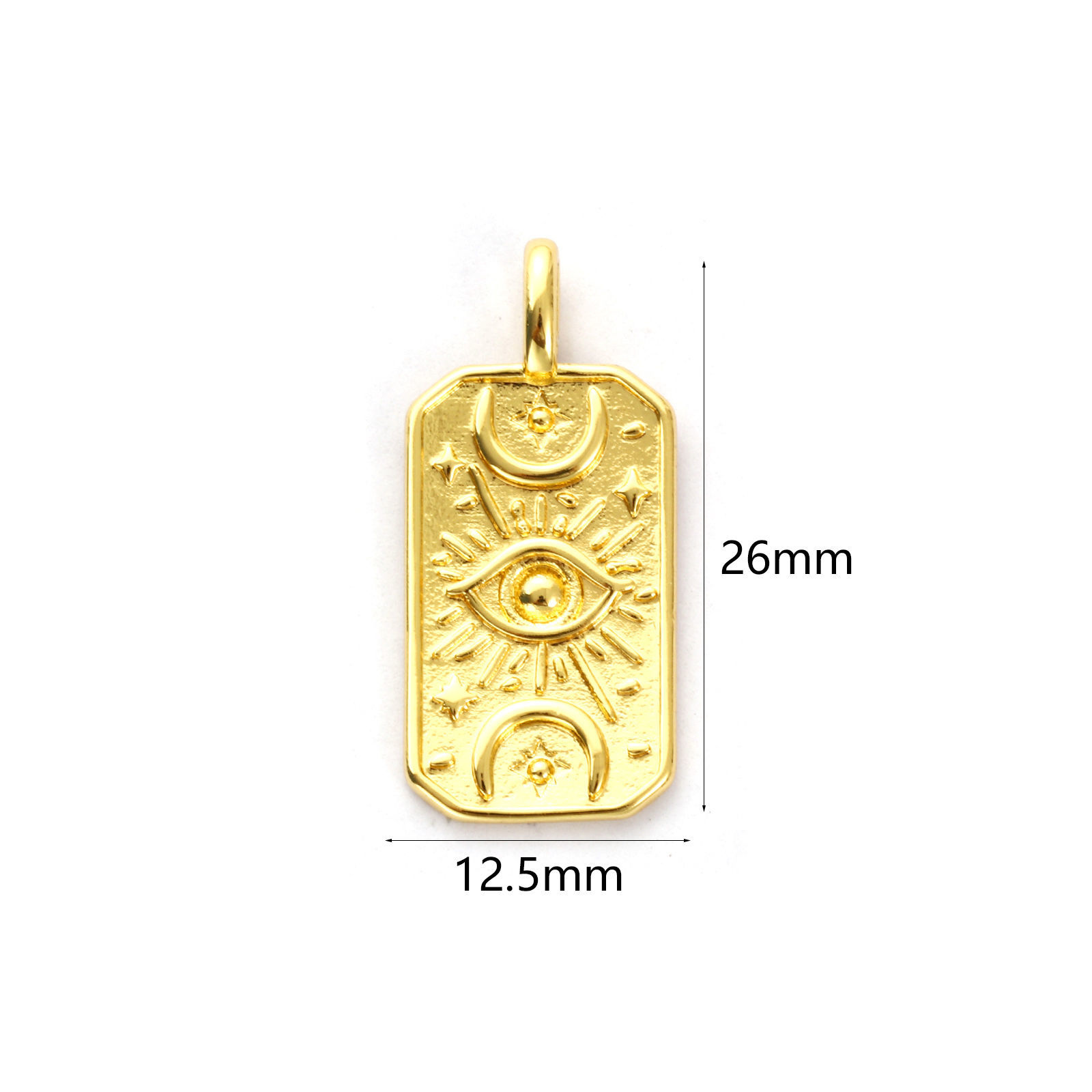 Picture of 2 PCs Eco-friendly Brass Religious Charms 18K Real Gold Plated Octagon Eye of Providence/ All-seeing Eye 26.5mm x 12mm