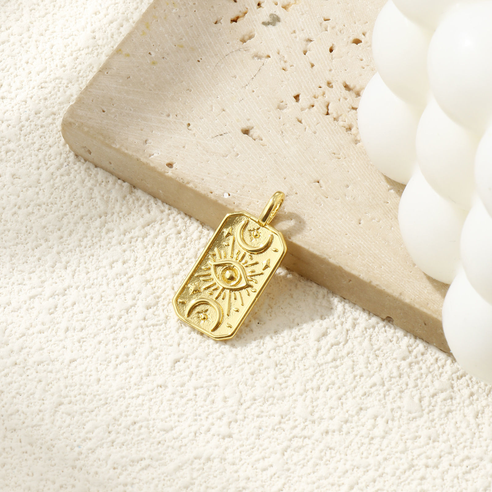 Picture of 2 PCs Eco-friendly Brass Religious Charms 18K Real Gold Plated Octagon Eye of Providence/ All-seeing Eye 26.5mm x 12mm