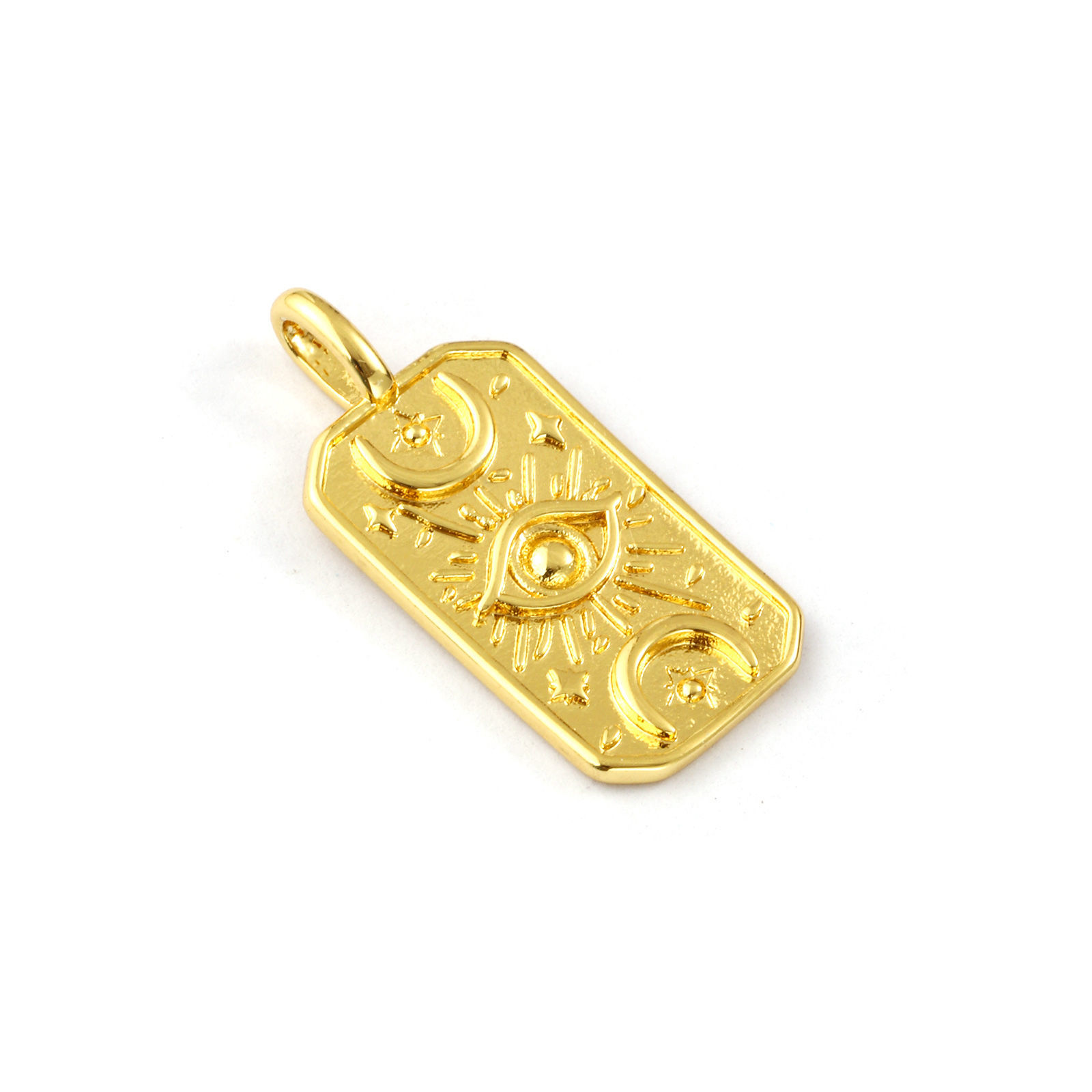 Picture of 2 PCs Eco-friendly Brass Religious Charms 18K Real Gold Plated Octagon Eye of Providence/ All-seeing Eye 26.5mm x 12mm