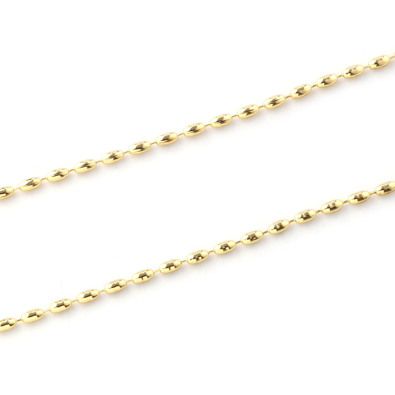 Bild von 1 Strang 18K Vergoldet Kugelkette Kette Halskette, Messing 45cm + 4cm, Kettengröße: 2mm, Für Frauen, Minimalistisch Exquisit