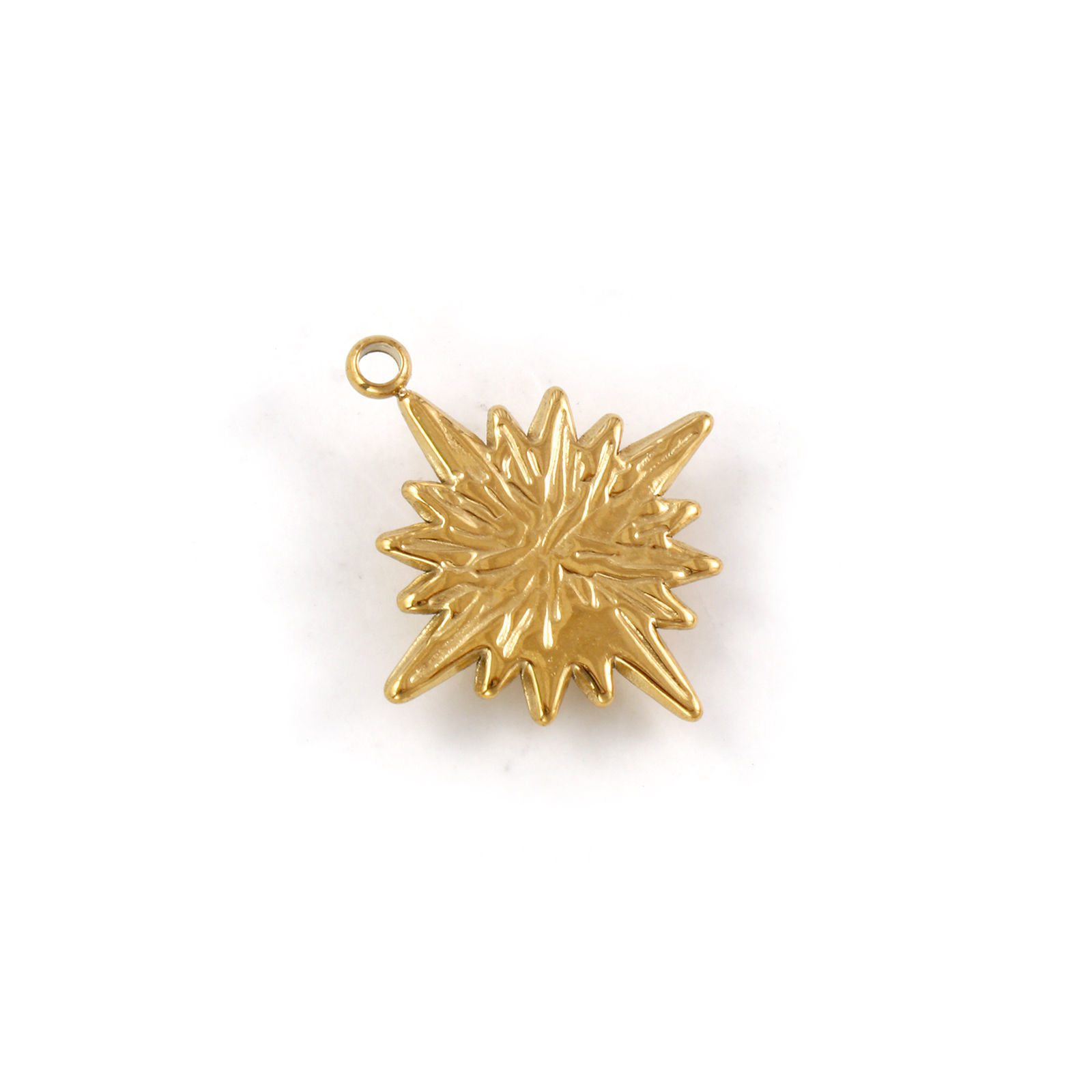 Bild von 1 Stück Umweltfreundliche PVD-Vakuumbeschichtung 304 Edelstahl Galaxis Charms 18K Echtgold plattiert Stern Blau Zirkonia 22mm x 19mm