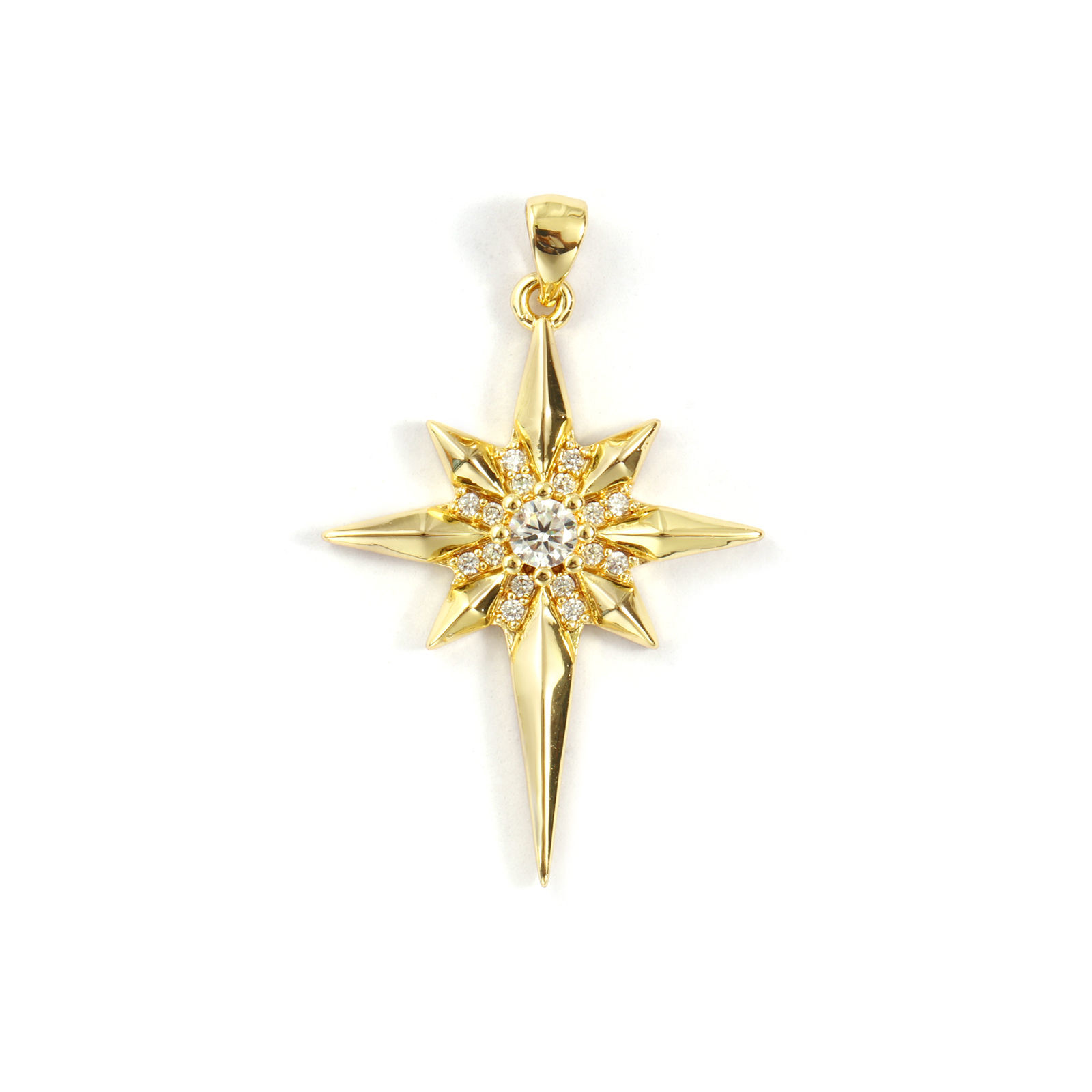 Bild von 1 Stück Umweltfreundlich Messing Galaxis Anhänger 18K Echtgold plattiert Stern Micro Pave Klar Kubischer Zirkon 4cm x 2.6cm