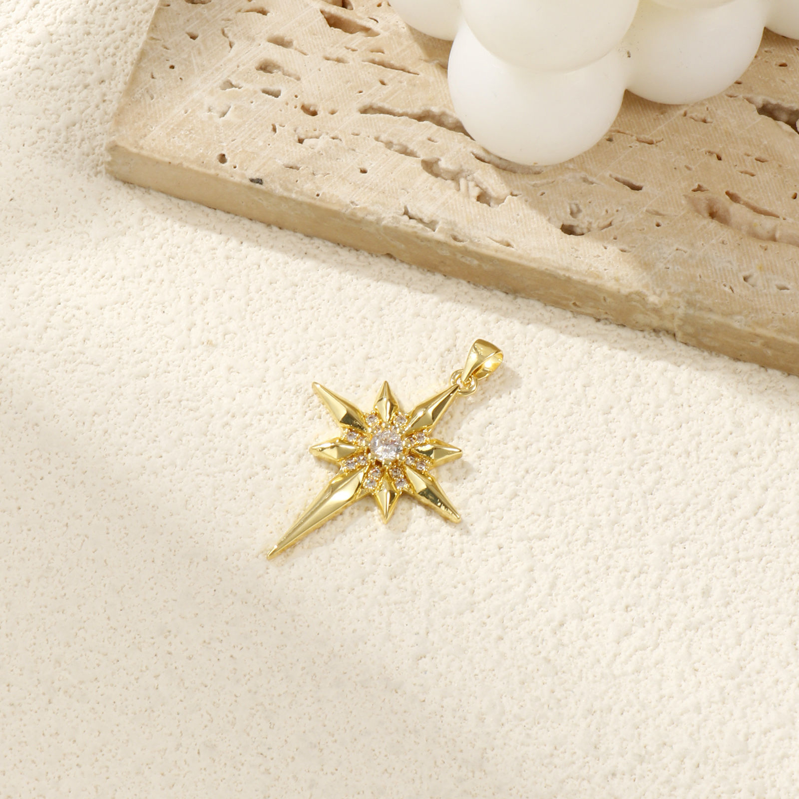 Bild von 1 Stück Umweltfreundlich Messing Galaxis Anhänger 18K Echtgold plattiert Stern Micro Pave Klar Kubischer Zirkon 4cm x 2.6cm