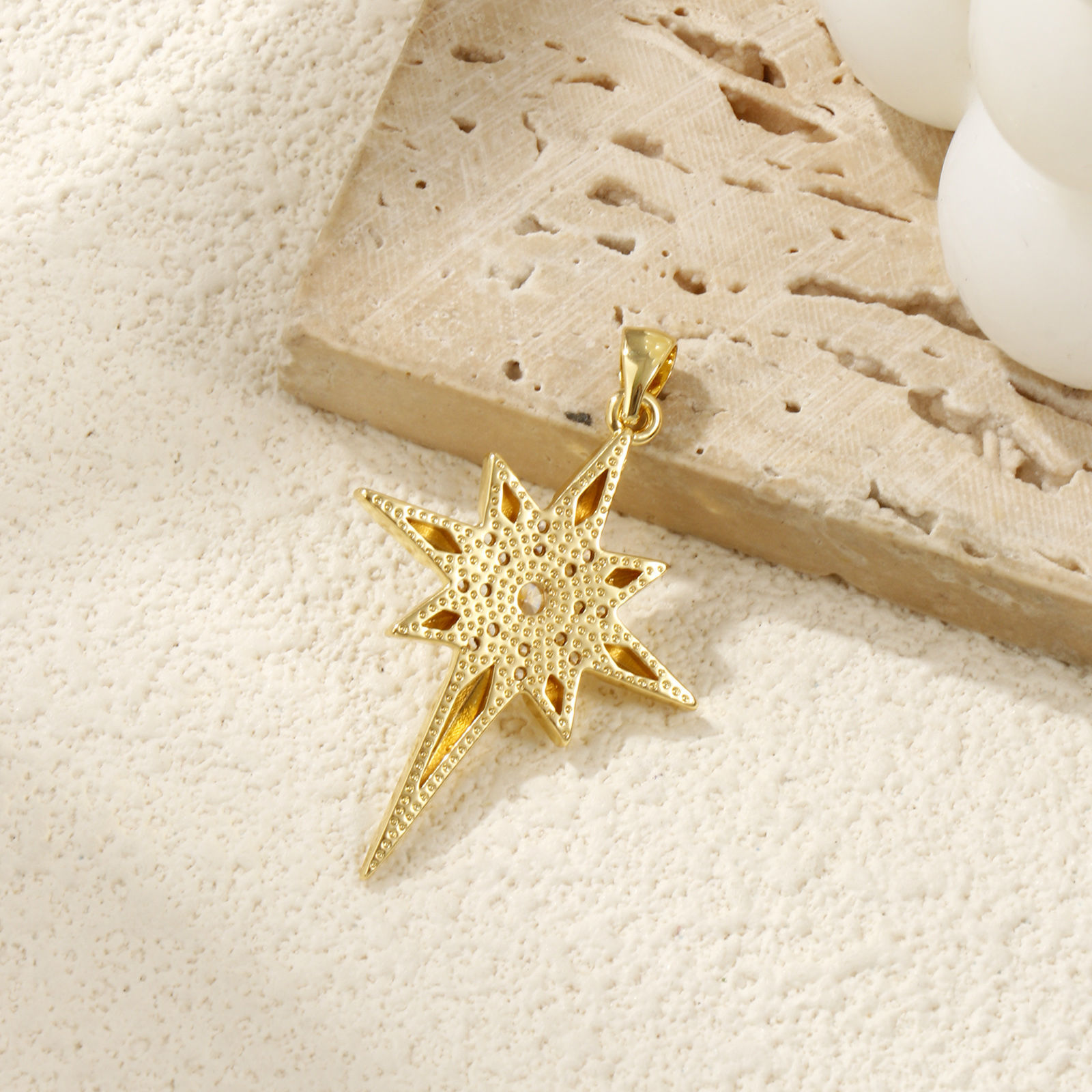 Bild von 1 Stück Umweltfreundlich Messing Galaxis Anhänger 18K Echtgold plattiert Stern Micro Pave Klar Kubischer Zirkon 4cm x 2.6cm