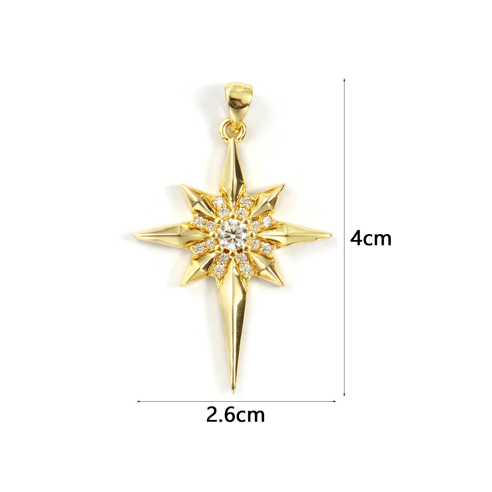 Bild von 1 Stück Umweltfreundlich Messing Galaxis Anhänger 18K Echtgold plattiert Stern Micro Pave Klar Kubischer Zirkon 4cm x 2.6cm