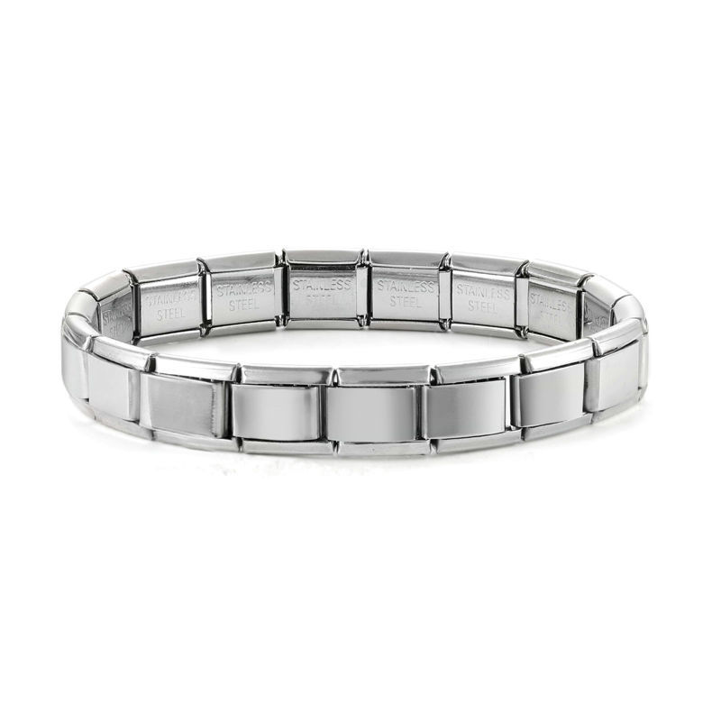 Image de 1 Pièce Bracelets Modulaires à Maillons de Pendentifs Italiens Simple en 304 Acier Inoxydable Argent Mat Détachable 18cm long