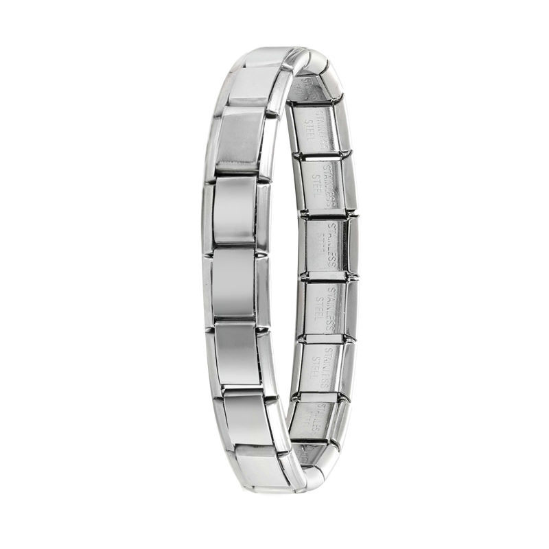 Image de 1 Pièce Bracelets Modulaires à Maillons de Pendentifs Italiens Simple en 304 Acier Inoxydable Argent Mat Détachable 18cm long