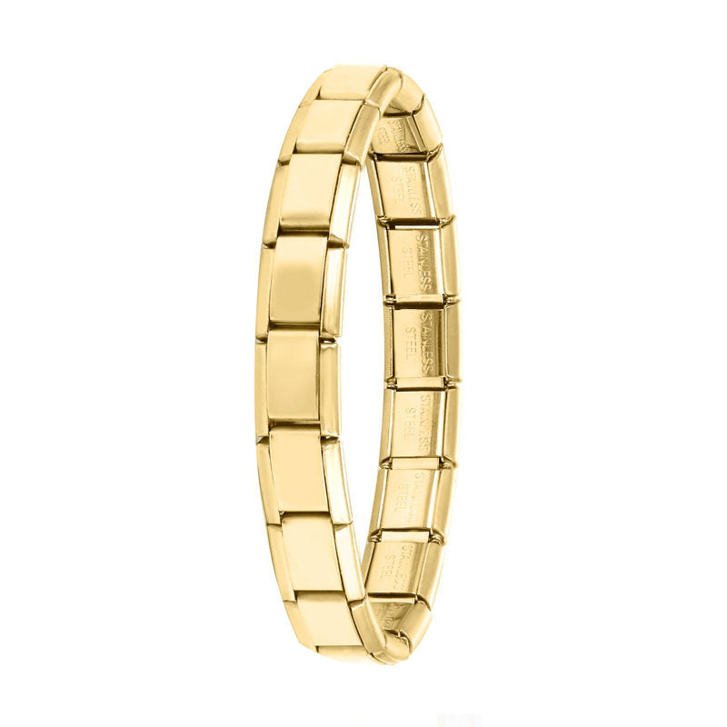 Imagen de 1 Unidad 304 Acero Inoxidable Sencillo Pulseras Modulares con Eslabones Italianos Chapado en Oro Desmontable 18cm longitud
