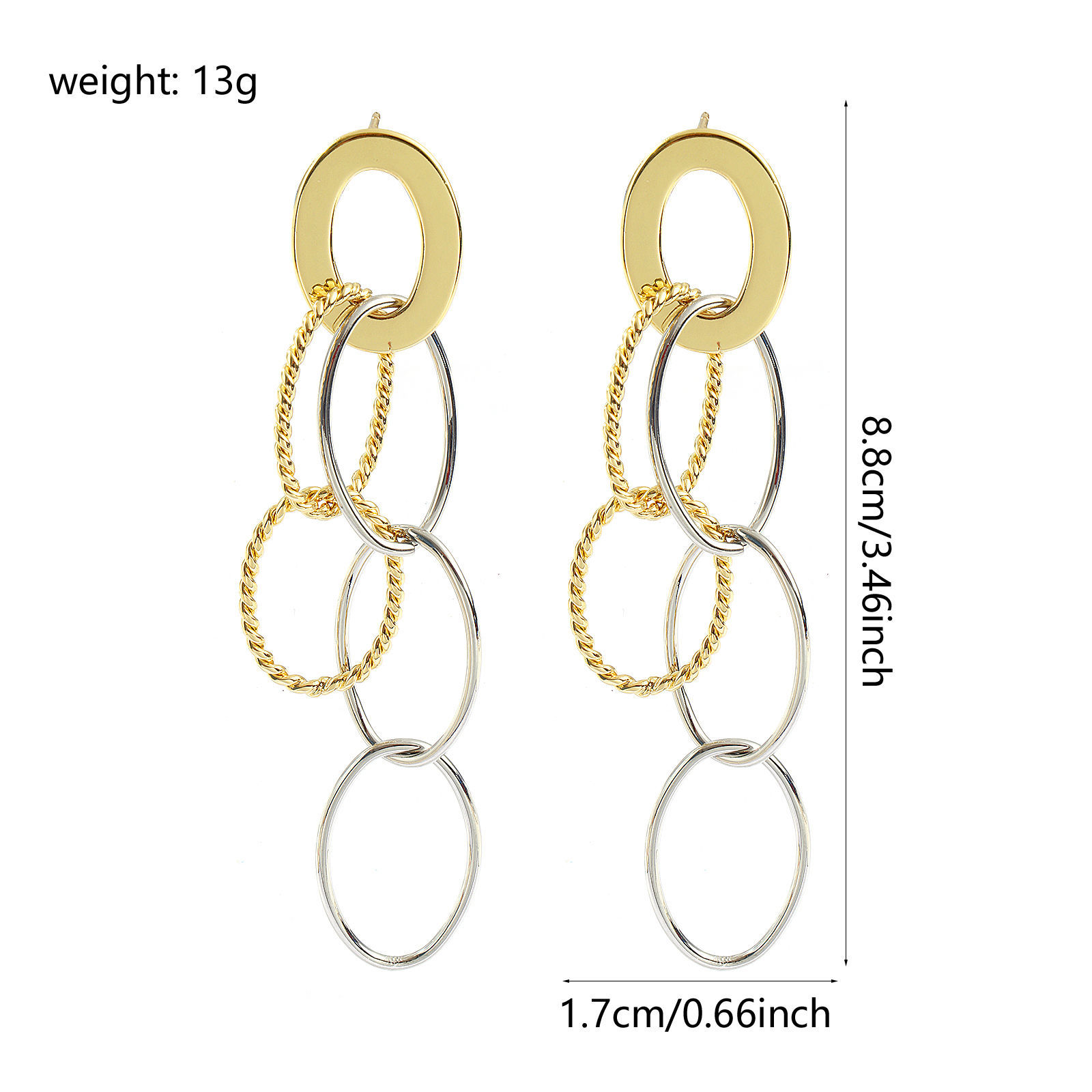 Изображение 1 Pair Eco-friendly Stylish Exquisite 18K Real Gold Plated Brass Oval Tassel Earrings For Women Gift 3.8cm x 1.7cm, Post/ Wire Size: 0.8mm(20 gauge)