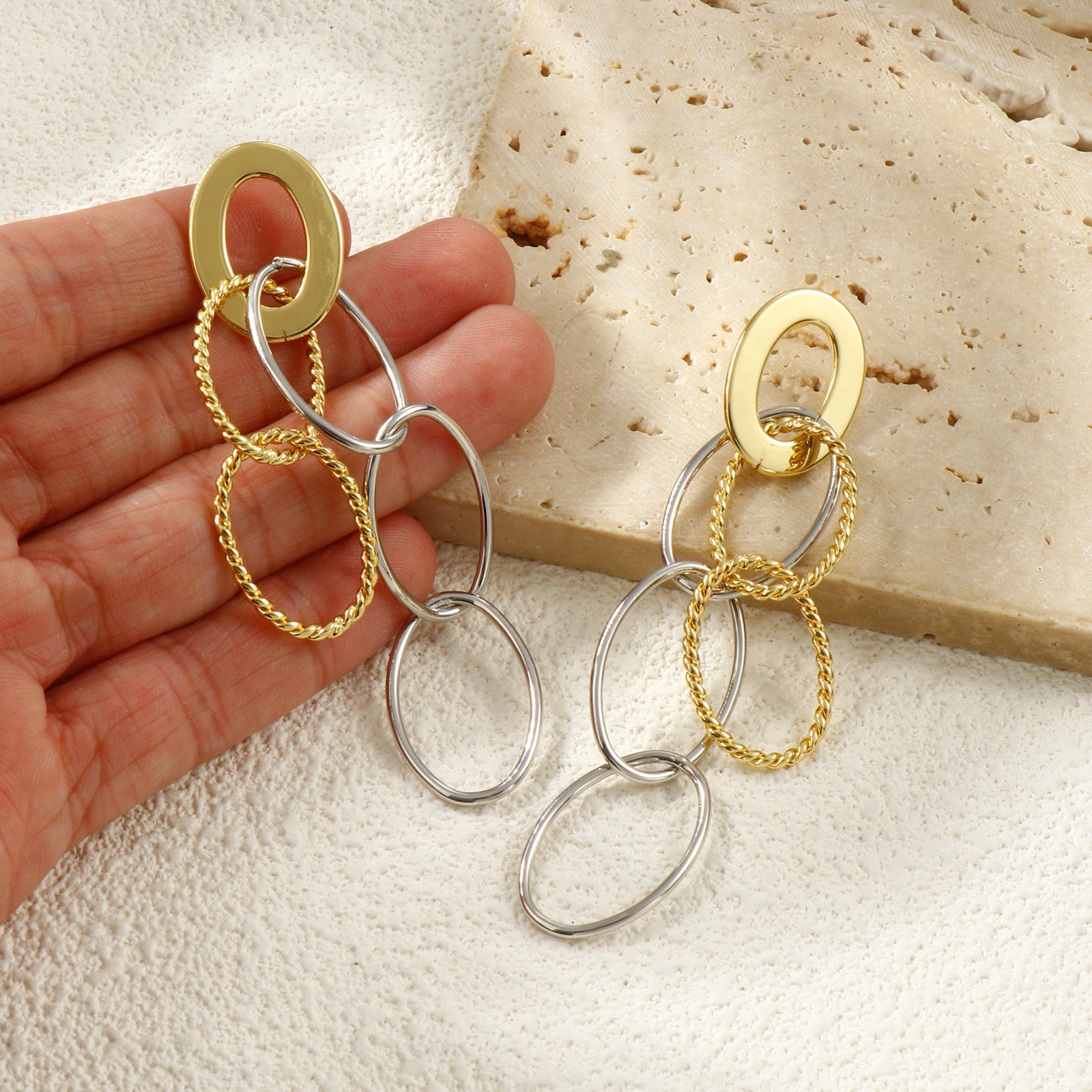 Изображение 1 Pair Eco-friendly Stylish Exquisite 18K Real Gold Plated Brass Oval Tassel Earrings For Women Gift 3.8cm x 1.7cm, Post/ Wire Size: 0.8mm(20 gauge)