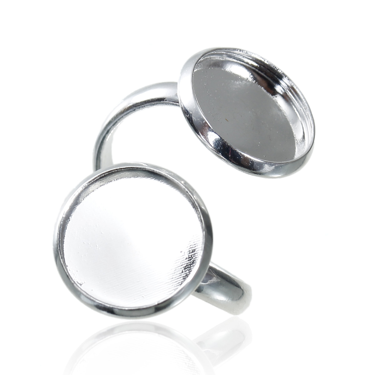 Picture of Brass Unadjustable Rings Round Silver Plated (Fits 12mm Dia.) 16.5mm( 5/8")(US Size 6), 5 PCs