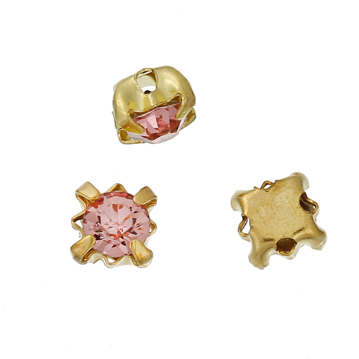 Immagine di Strass Lega di Ferro Quadrato Oro Placcato Rosa Lunghezza: 4mm, Larghezza: 4mm, 100 Pz