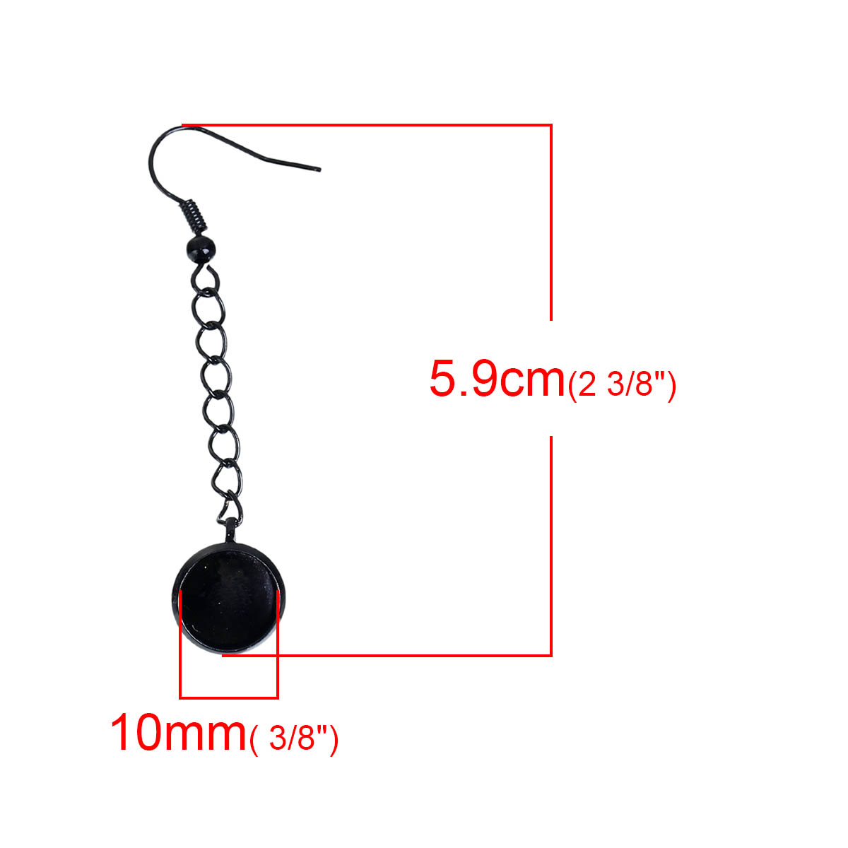 真鍮 台座付き ピアス 円形 黒 ( 10mmに適応) 59mm x 12mm、 ワイヤーサイズ:（21ゲージ）、2 個 の画像