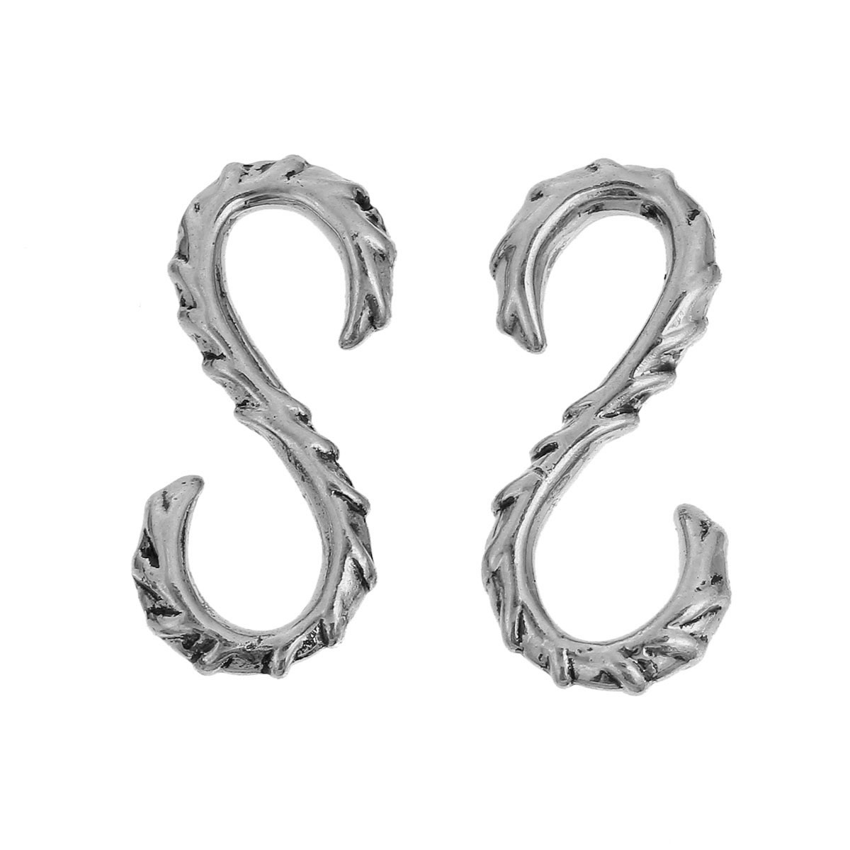 Picture of Brass Hook Clasps S-shaped Antique Silver Color 21mm( 7/8") x 11mm( 3/8"), 2 PCs