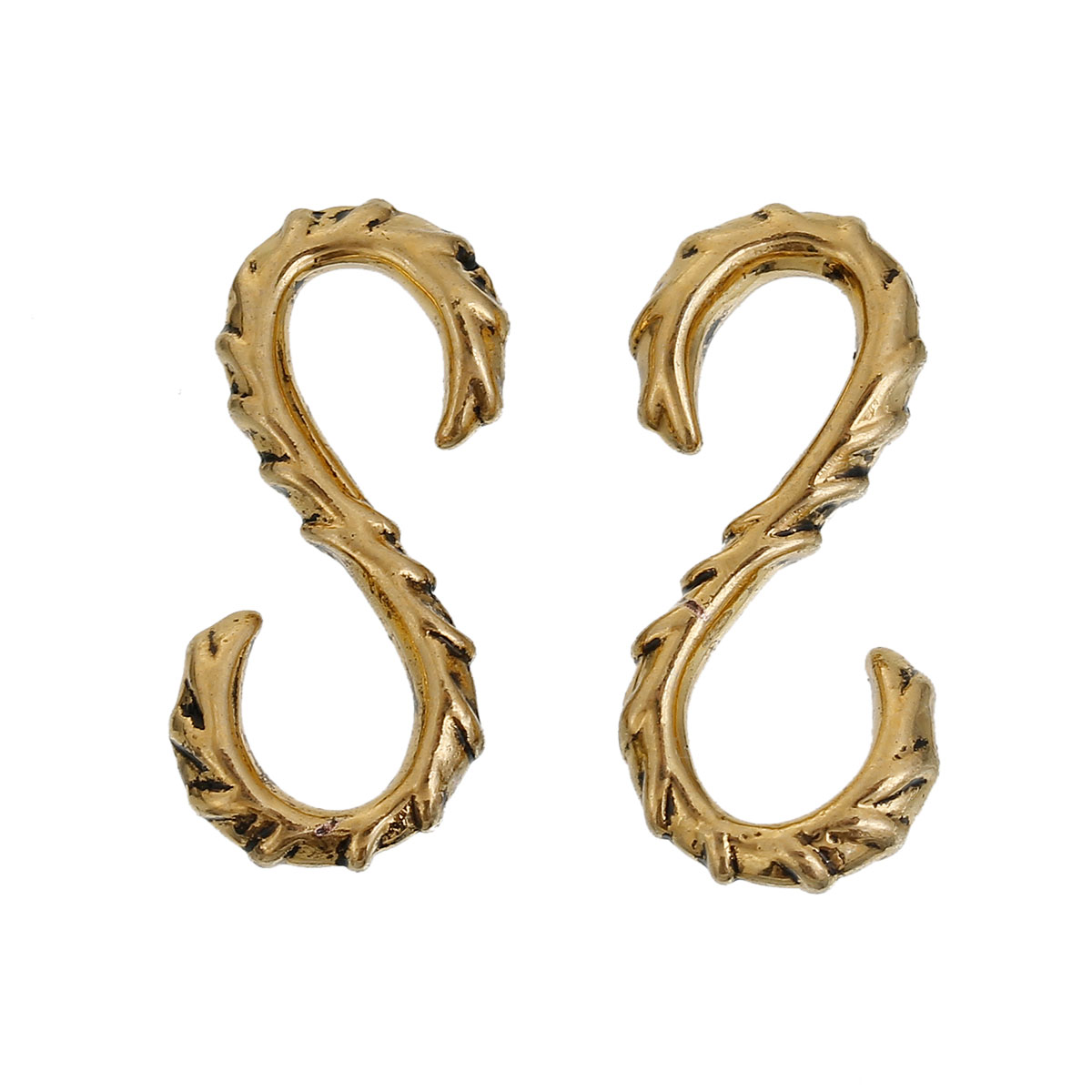 Bild von Messing Hakenverschluss S-Form Goldenfarben 24mm x 11mm, 2 Stücke