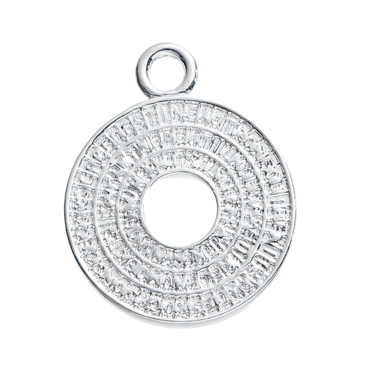 Picture of Brass Pendants Round Silver Plated Circle 32mm(1 2/8") x 26mm(1"), 1 Piece