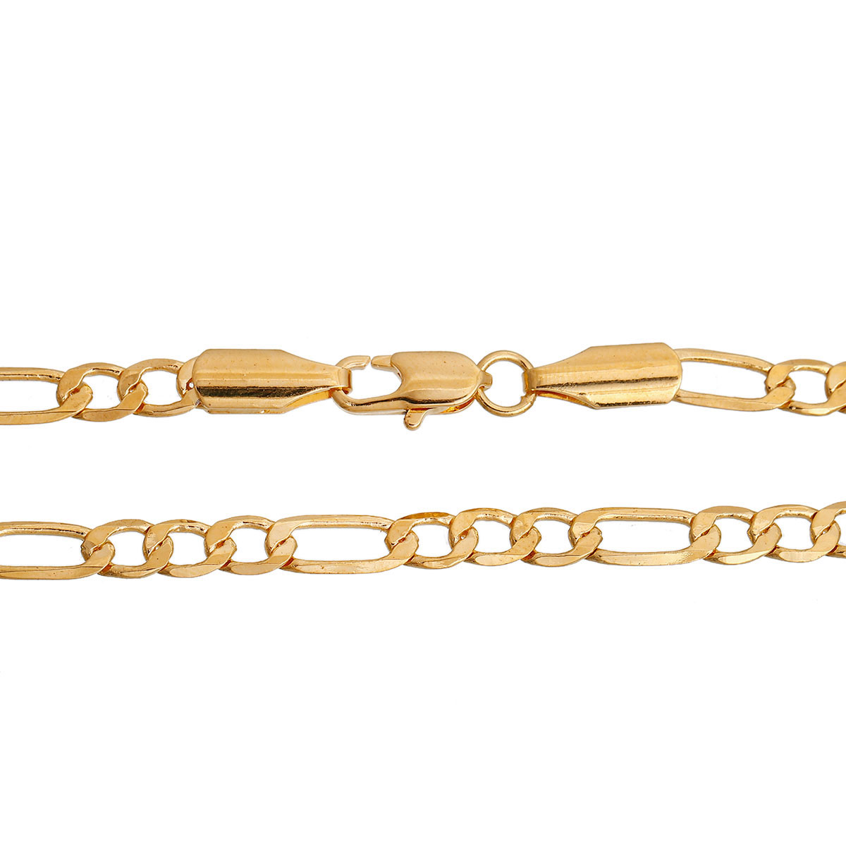 Picture of Brass Jewelry 3:1 Figaro Link Curb Chain Necklace Oval Gold Plated 55.5cm(21 7/8") long, Chain Size: 11x4mm(3/8"x1/8") 7x4.5mm(2/8"x1/8"), 1 Piece