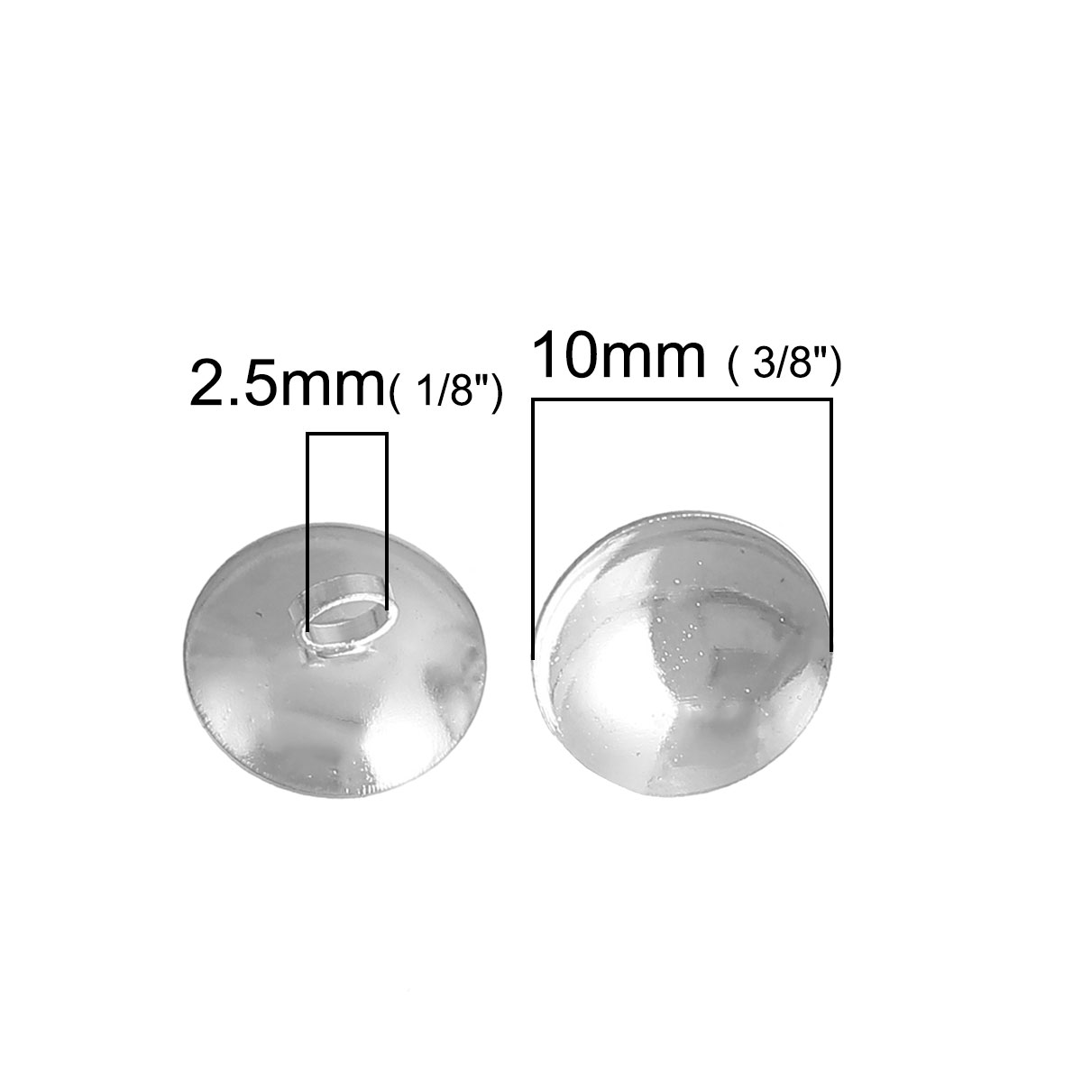 Image de Coupelle avec Anneau à Suspendre pour Globe Dôme en Laiton Rond Argenté (Approprié à 10mm Dia) 10mm x 6mm, 20 PCs