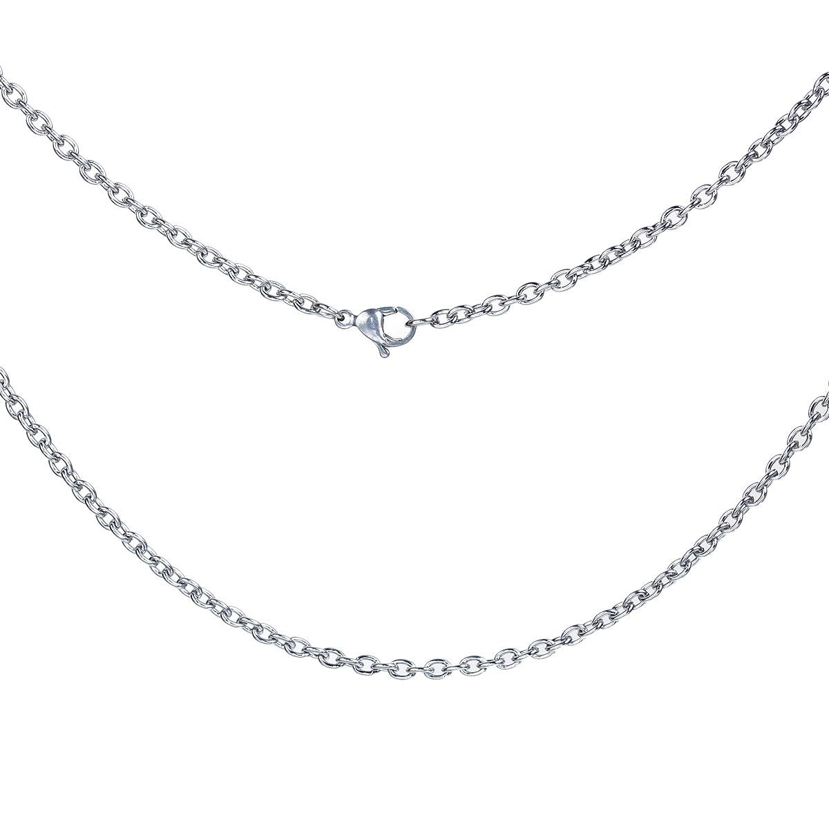 Picture of Stainless Steel Link Cable Chain Necklace Oval Silver Tone 59cm(23 2/8") long, Chain Size: 4x3mm(1/8"x1/8"), 2 PCs