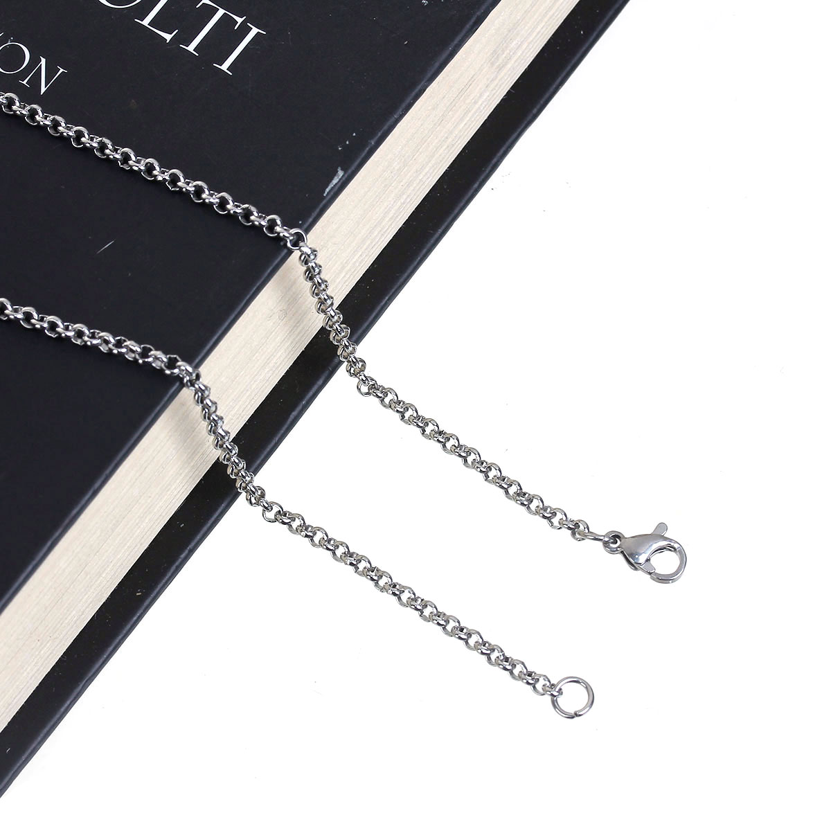Picture of 304 Stainless Steel Rolo Chain Necklace Silver Tone 51cm(20 1/8") long, Chain Size: 2.5mm(1/8"), 1 Piece
