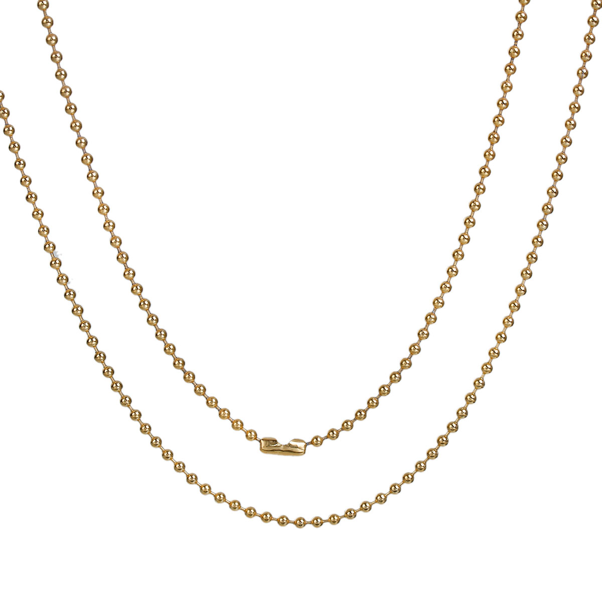 Picture of 1 Piece Vacuum Plating 304 Stainless Steel Ball Chain Necklace For DIY Jewelry Making Gold Plated 60cm(23 5/8") long, Chain Size: 2mm Dia.
