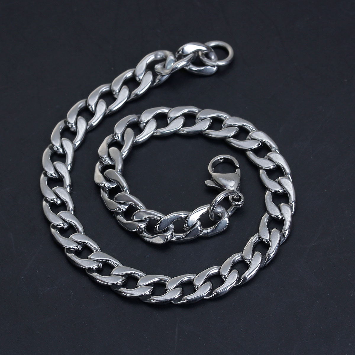 Picture of 304 Stainless Steel Lobster Clasp Link Curb Chain Bracelets Silver Tone 20.5cm(8 1/8") long, 1 Piece