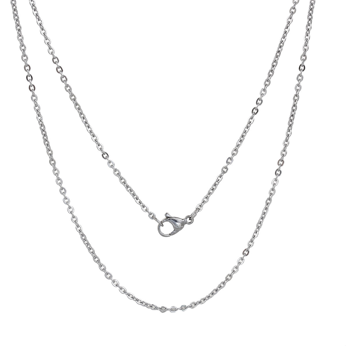 Picture of 304 Stainless Steel Link Cable Chain Necklace Oval Silver Tone 45.5cm(17 7/8") long, Chain Size: 2.2x2mm(1/8"x1/8"), 3 PCs