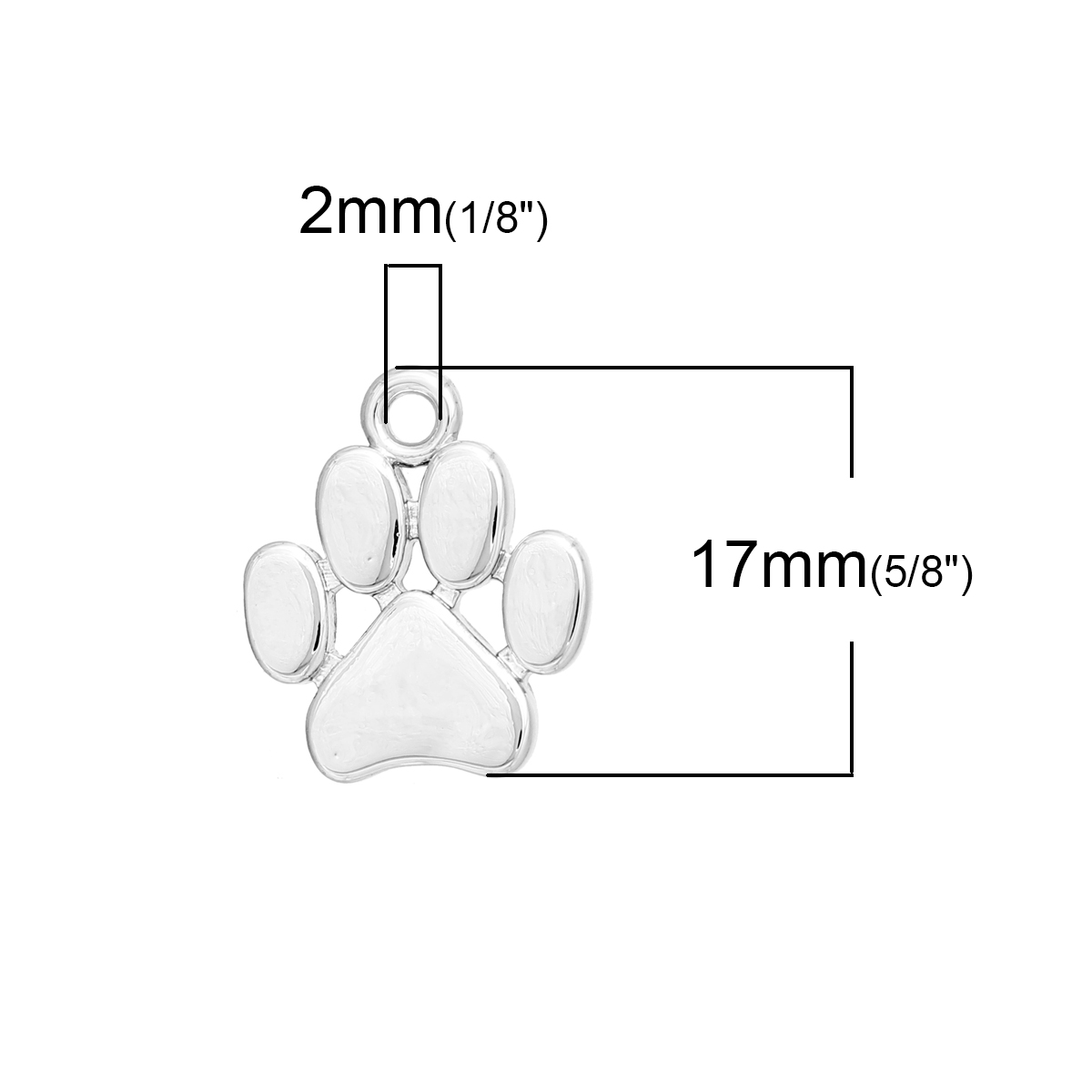 Picture of 2 PCs Brass Pet Memorial Charms Silver Tone Paw Print 17mm x 14mm