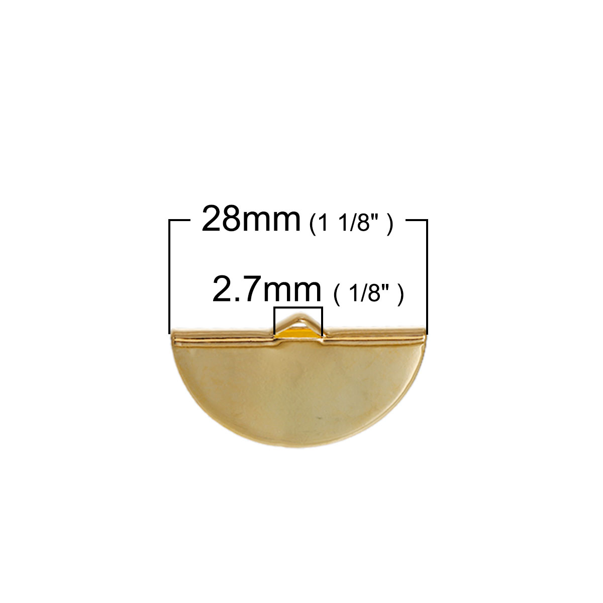 Bild von Messing Schnur Band Crimp End für Halskette oder Armband Halbrund Vergoldet 28mm x 16mm 10 Stück