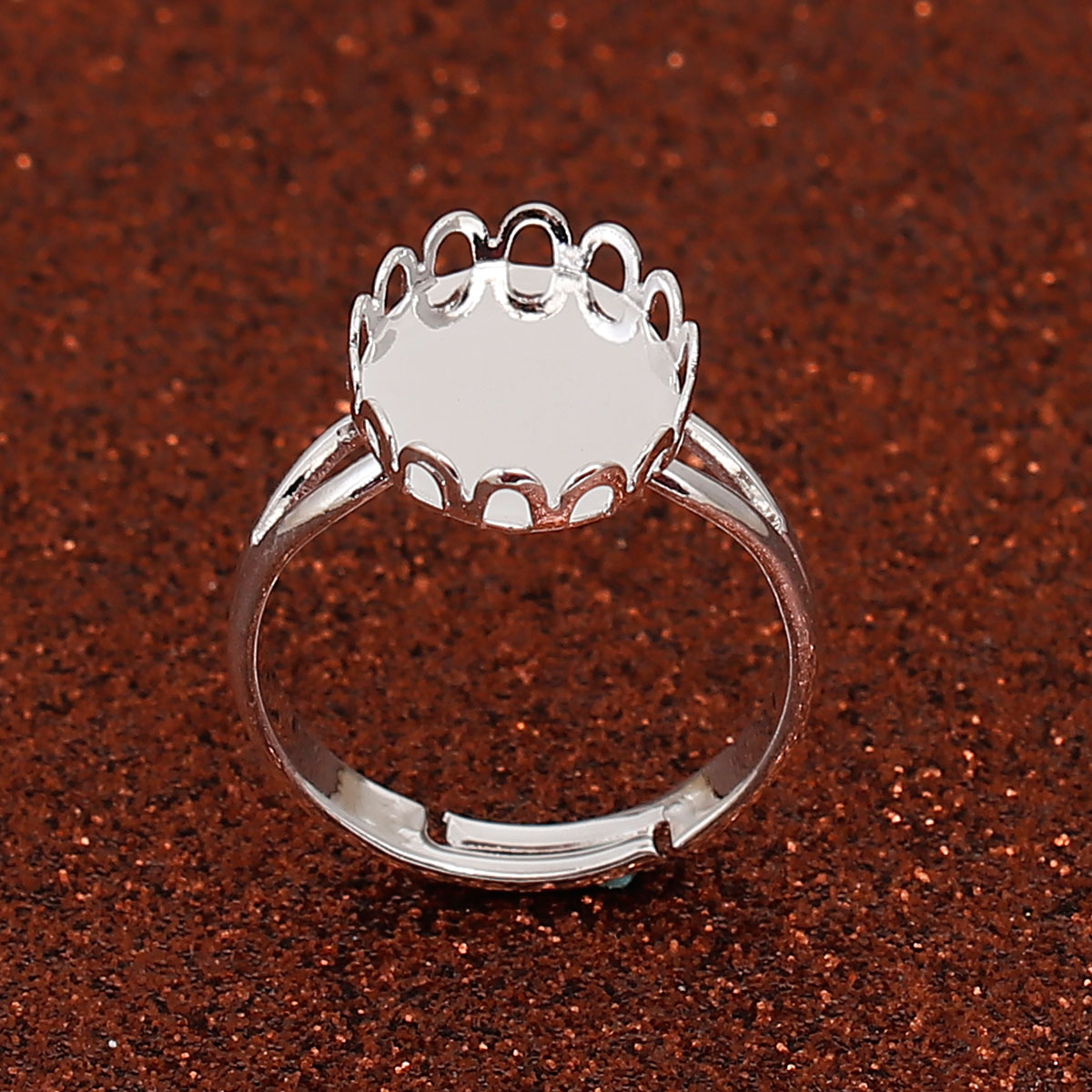 Imagen de Latón Ajustable Anillos Óvalo Argentado Base Camafeo (Apta 14mm x 10mm) 16.9mm(US Size 6.5), 5 Unidades