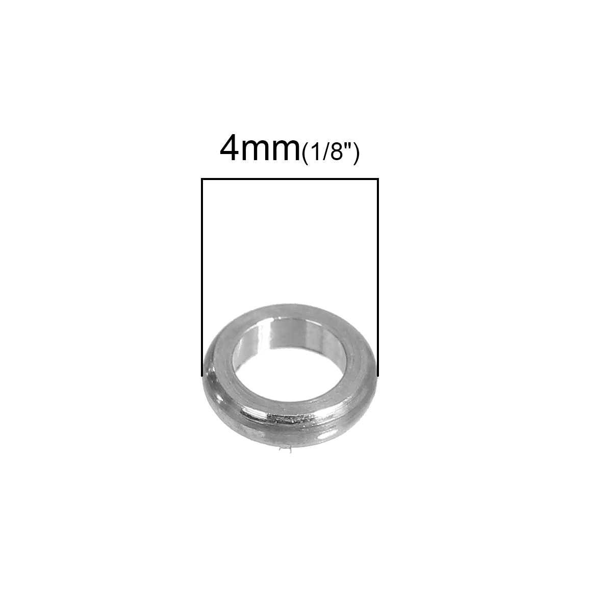 Picture of Stainless Steel Spacer Beads Round Silver Tone About 4mm( 1/8") Dia, Hole: Approx 2mm( 1/8"), 50 PCs