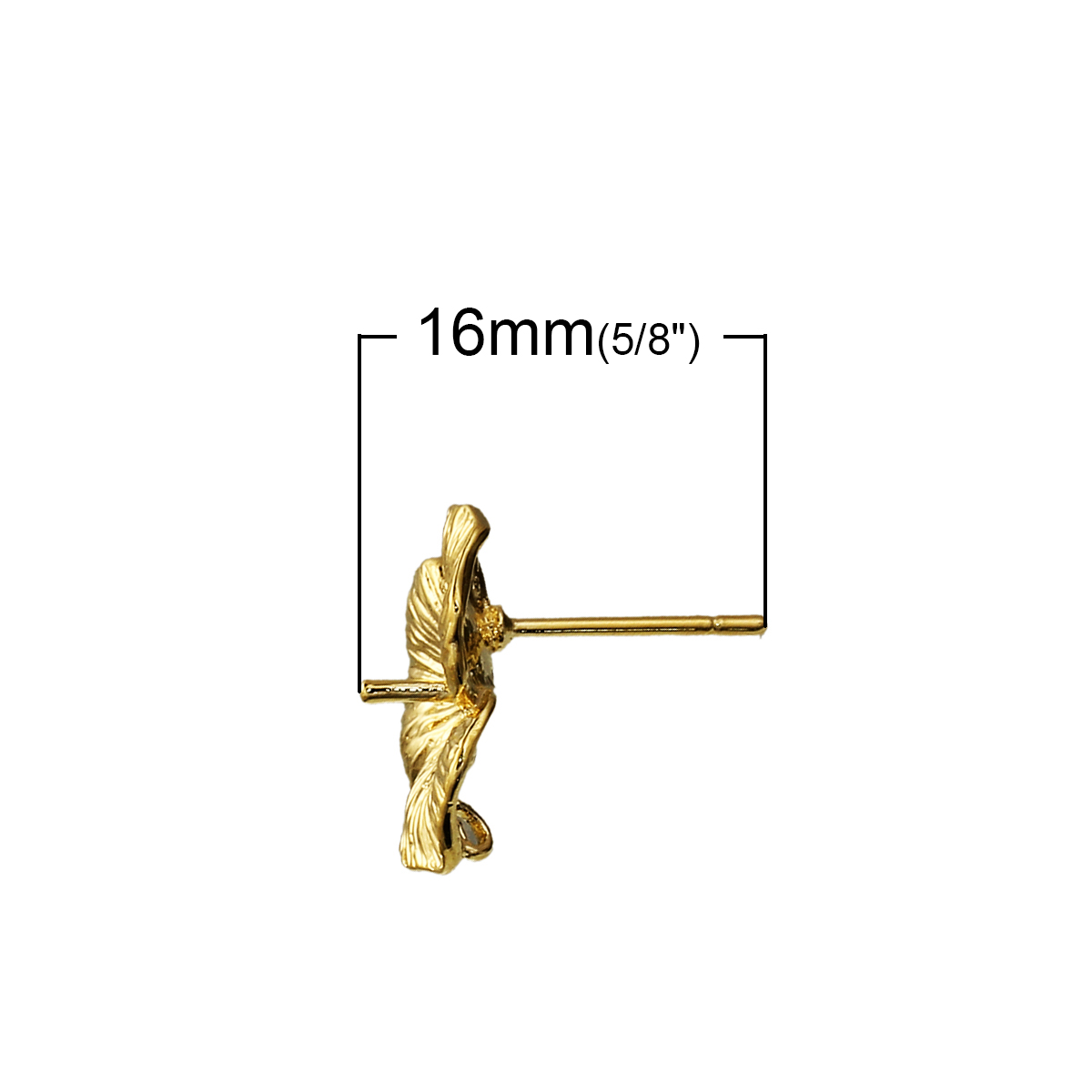 Picture of Brass Ear Post Stud Earrings Gold Plated Flower 16mm( 5/8") x 16mm( 5/8"), Post/ Wire Size: (20 gauge), 3 PCs