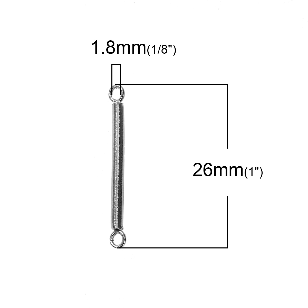 Picture of 304 Stainless Steel Connectors Cylinder Silver Tone 26mm(1") x 3mm( 1/8"), 5 PCs