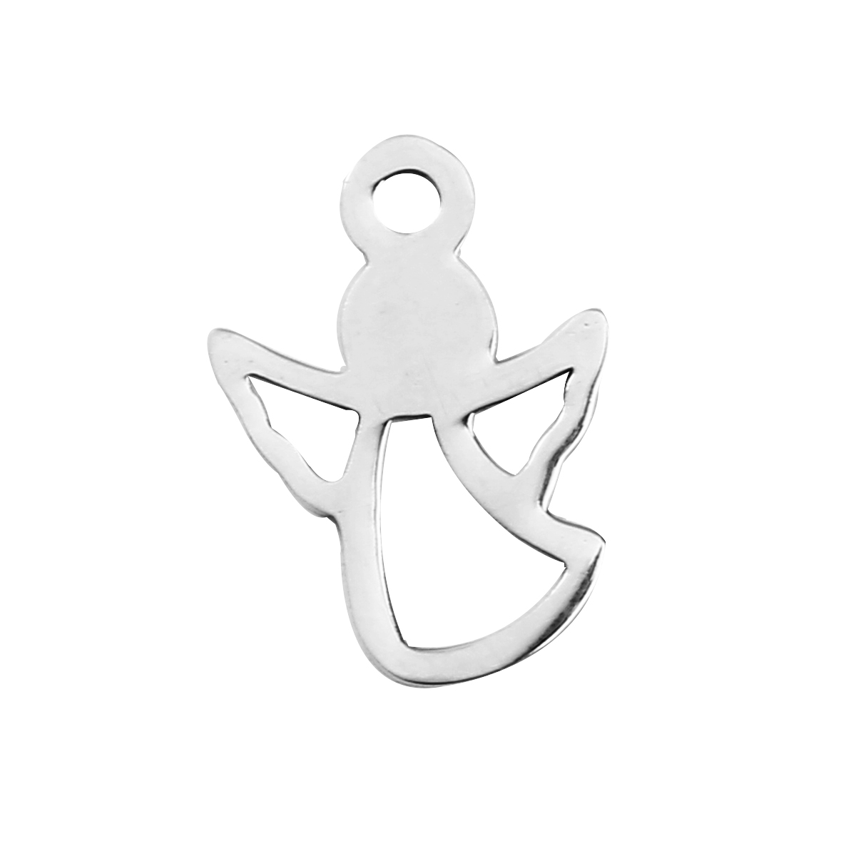 Picture of Stainless Steel Charms Angel Silver Tone Hollow 15mm( 5/8") x 11mm( 3/8"), 2 PCs
