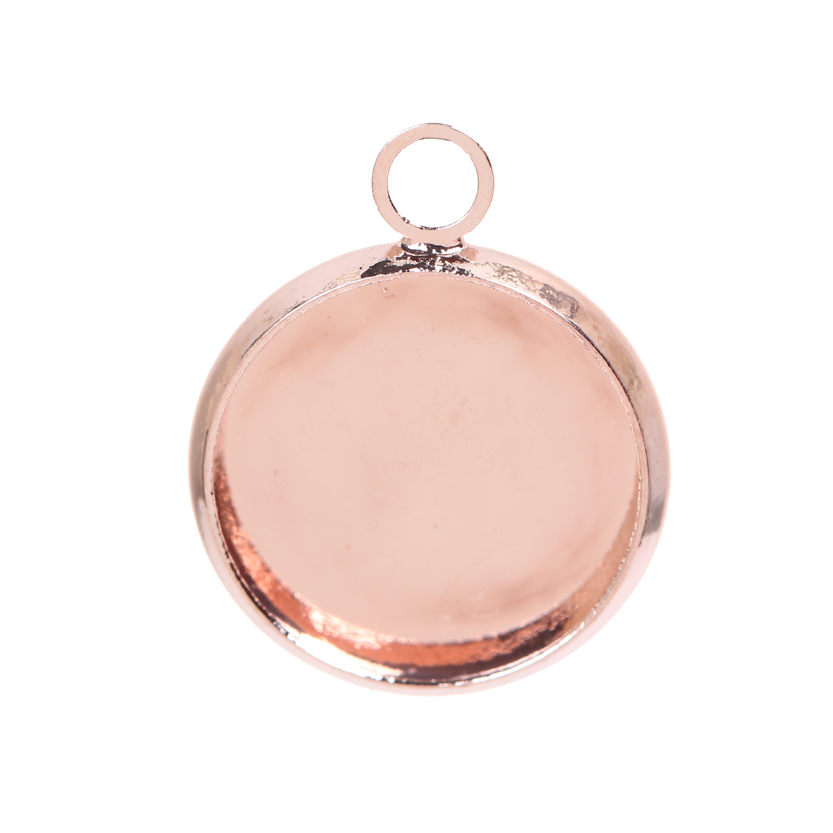 Image de Breloque Supports à Cabochons Cuivre Rond Or Rose Cabochon Rapportable Taille à Incruster: 12mm 18mm x 14mm, 20 Pcs