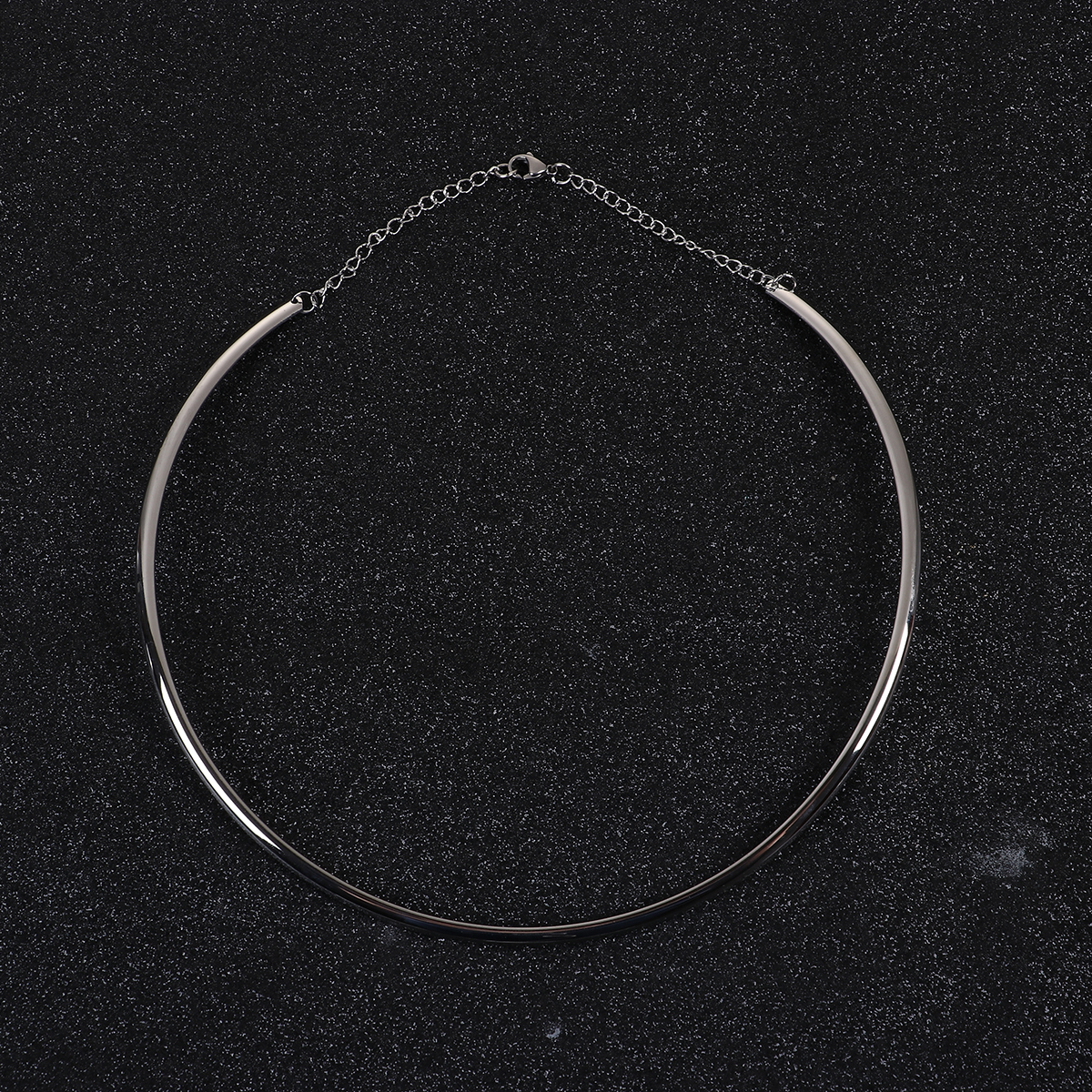 Picture of 304 Stainless Steel Collar Neck Ring Necklace Silver Tone U-shaped 48cm(18 7/8") long, 1 Piece