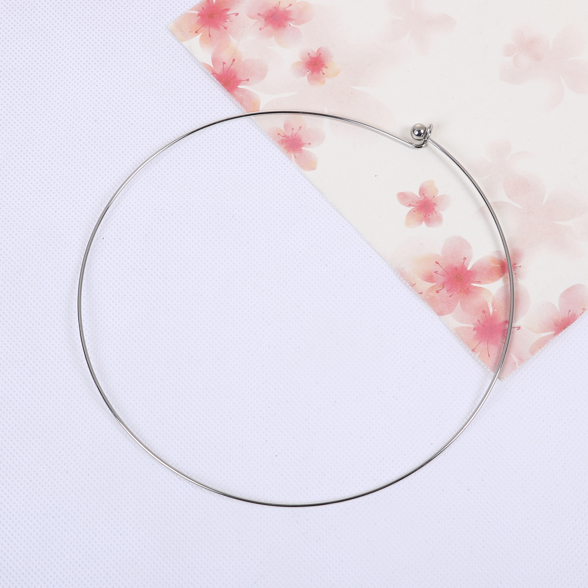 Bild von 304 Edelstahl Choker Halskette Silberfarbe aufmachen können mit abnehmbarer Perlen End Kappe 45cm lang, 1 Stück