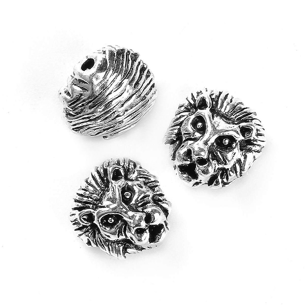 Immagine di Lega di Zinco Separatori Perline Leone Argento Antico Circa 12mm x 12mm, Foro:Circa 1.6mm, 10 Pz